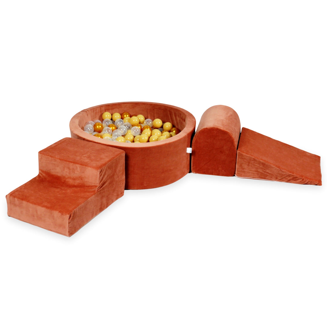 Aire de jeux en mousse avec piscine ronde 90x30 velvet soft canyon clay + 200 balles