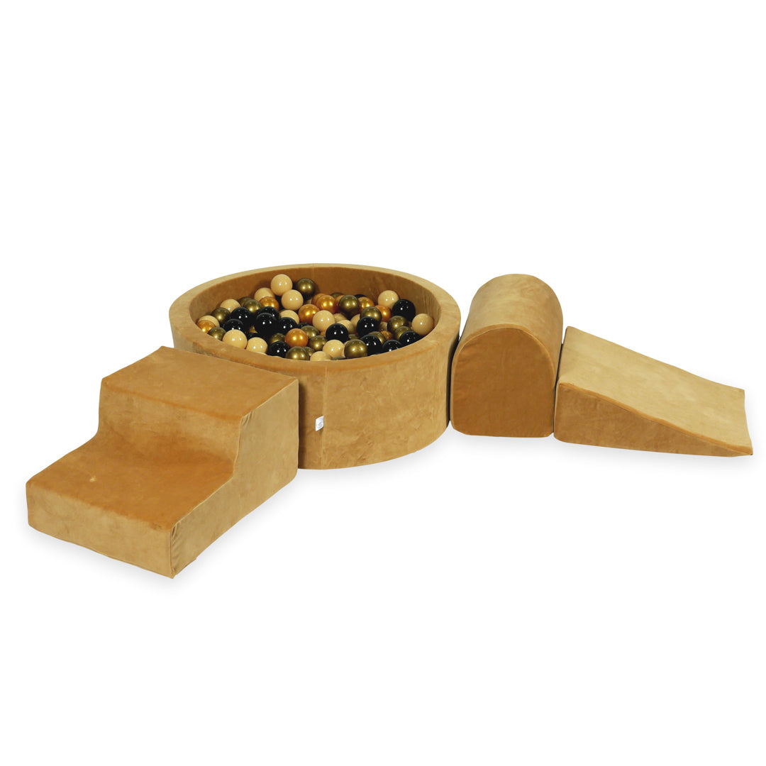Aire de jeux en mousse avec piscine ronde 90x30 velvet soft carmel + 200 balles
