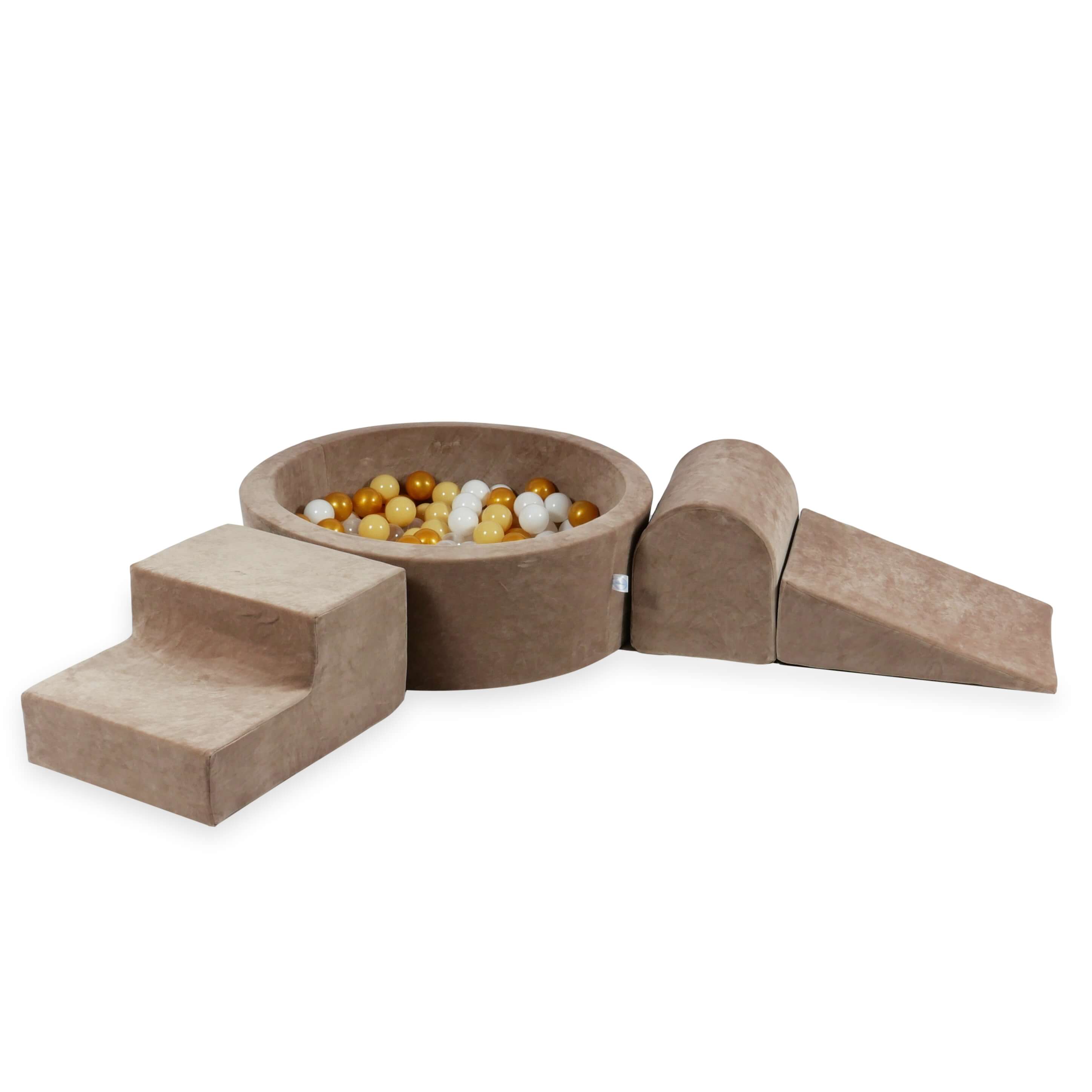 Aire de jeux en mousse avec piscine ronde 90x30 velvet soft brown + 200 balles