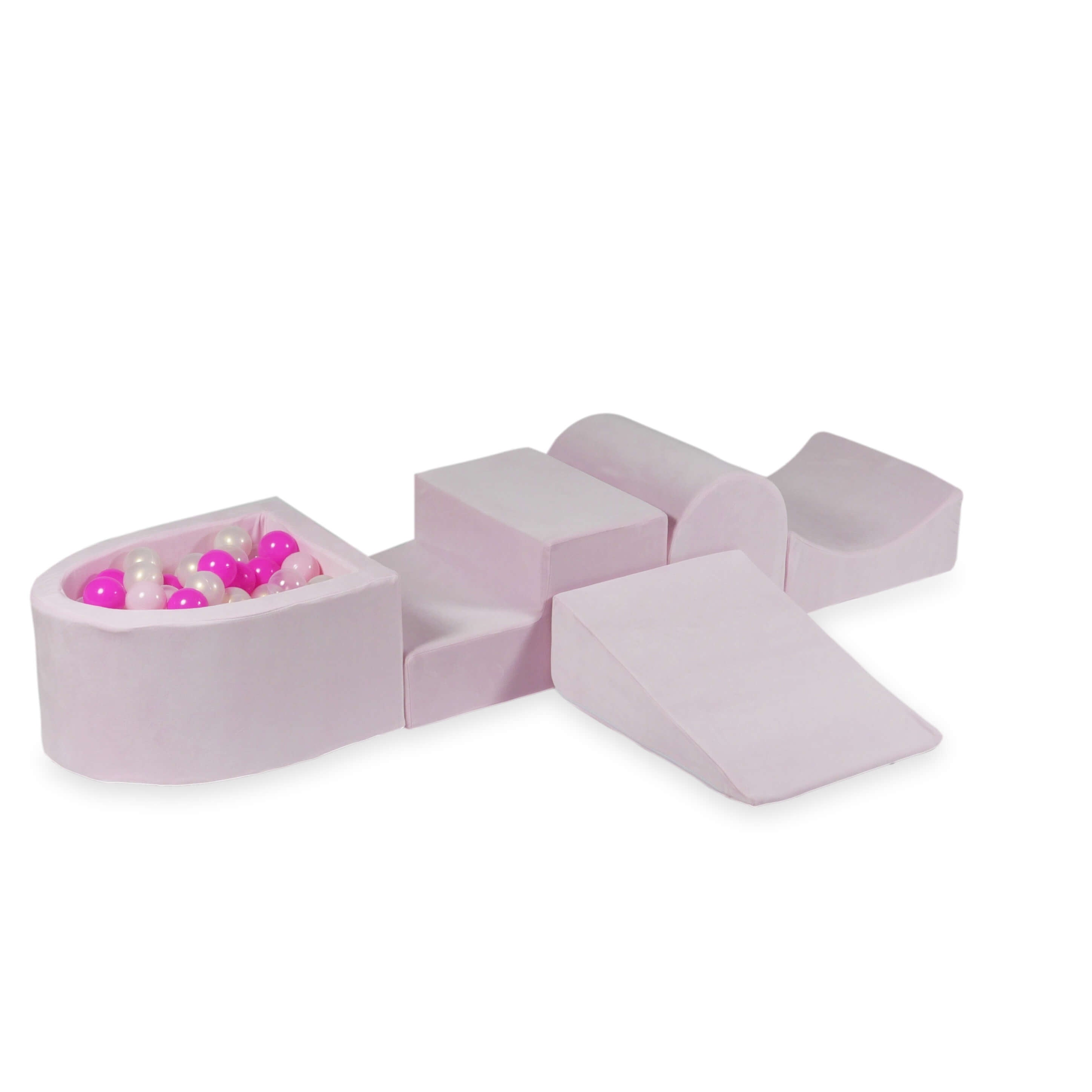 Aire de jeux en mousse avec colline et piscine micro velvet soft light pink + 100 balles