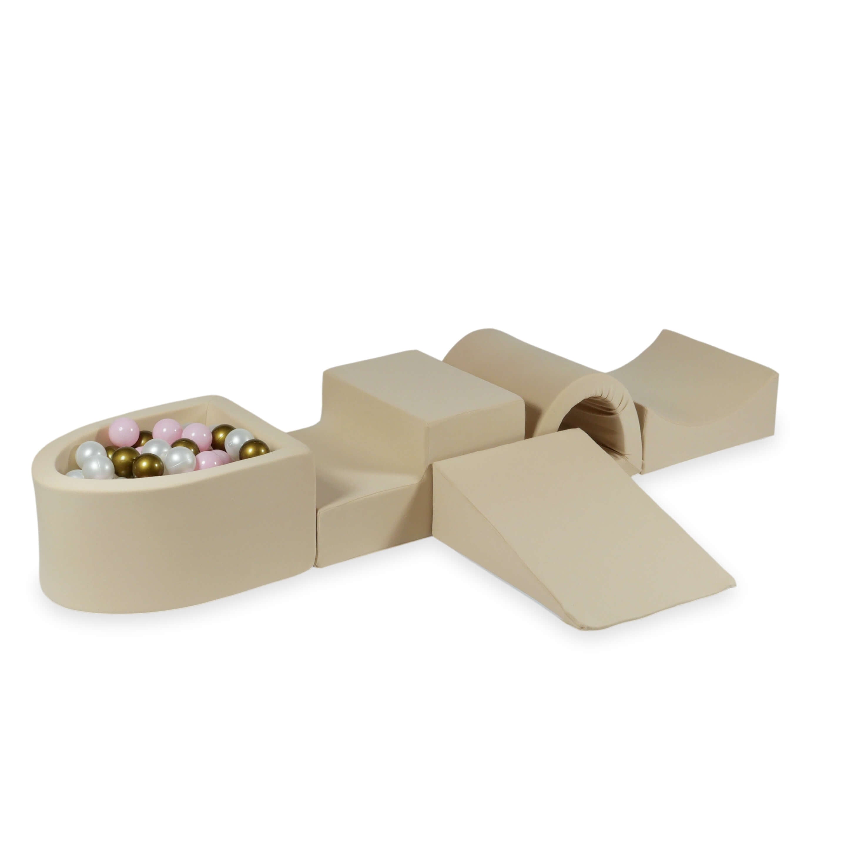 Aire de jeux en mousse avec pont et piscine micro beige