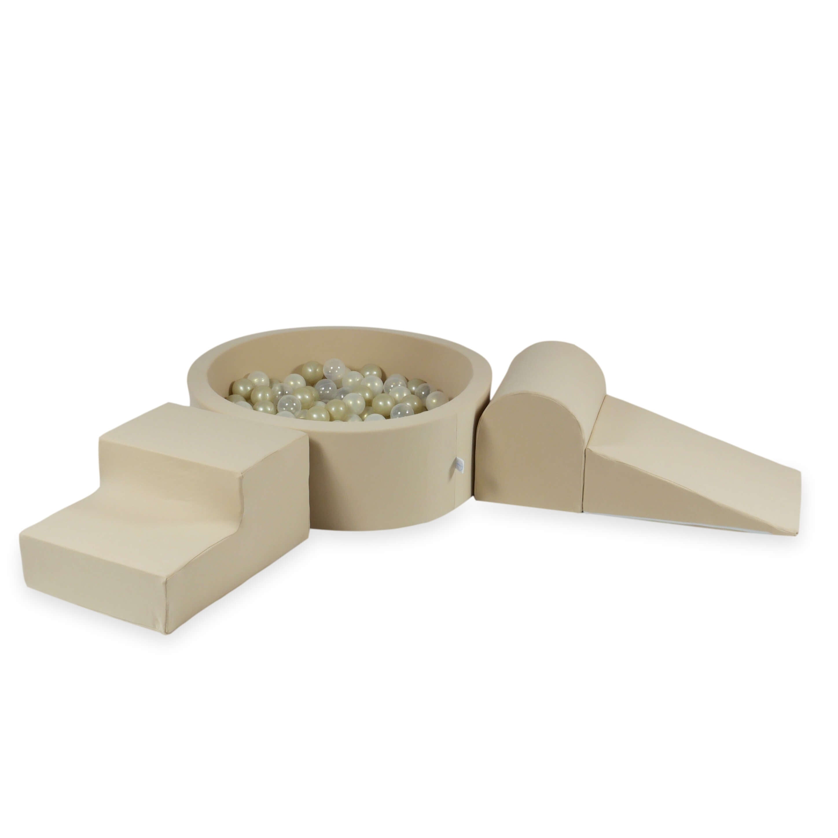 Aire de jeux en mousse avec piscine ronde 90x30 beige + 200 balles