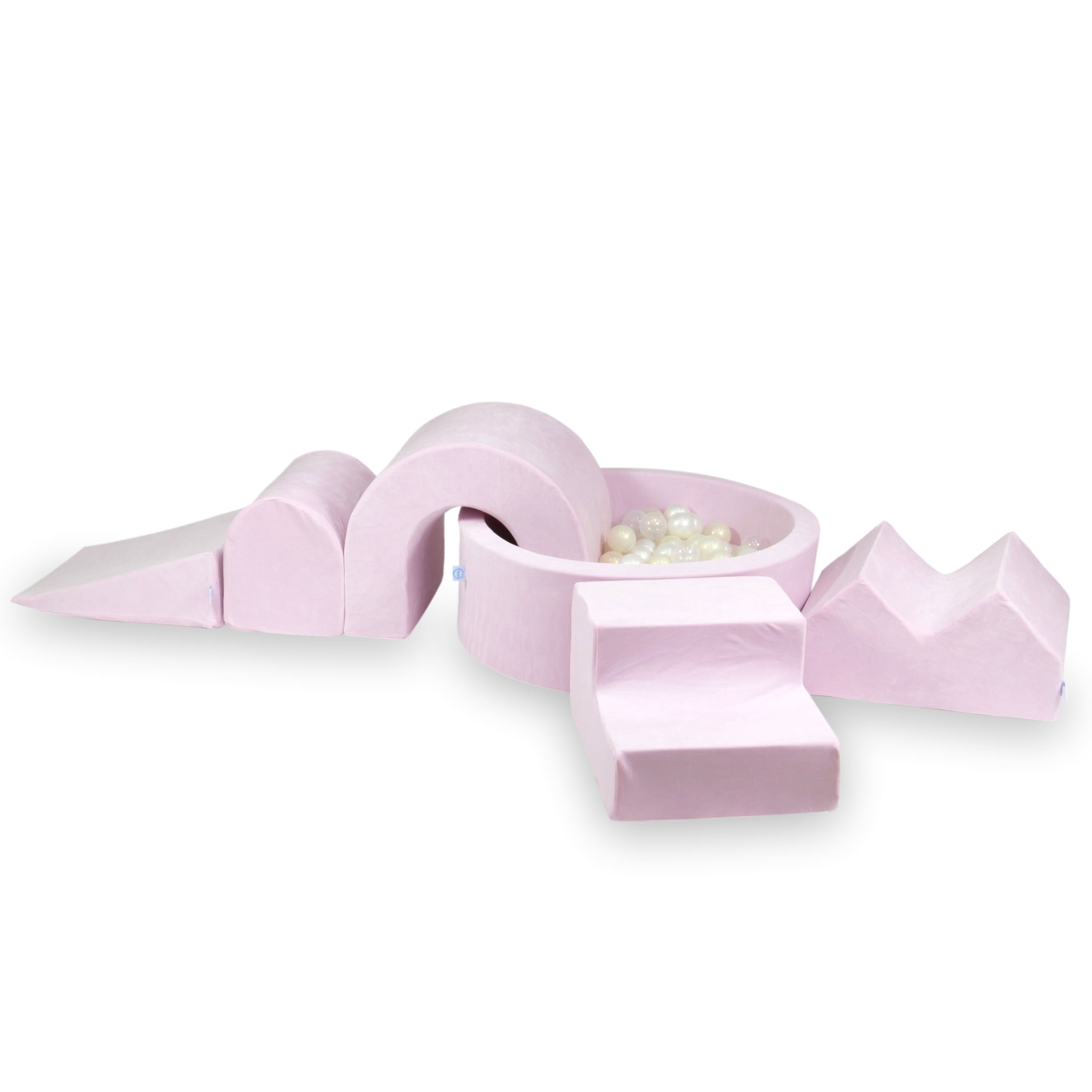 Aire de jeux en mousse avec piscine ronde 90x30 velvet soft light pink + 5 éléments + 200 balles
