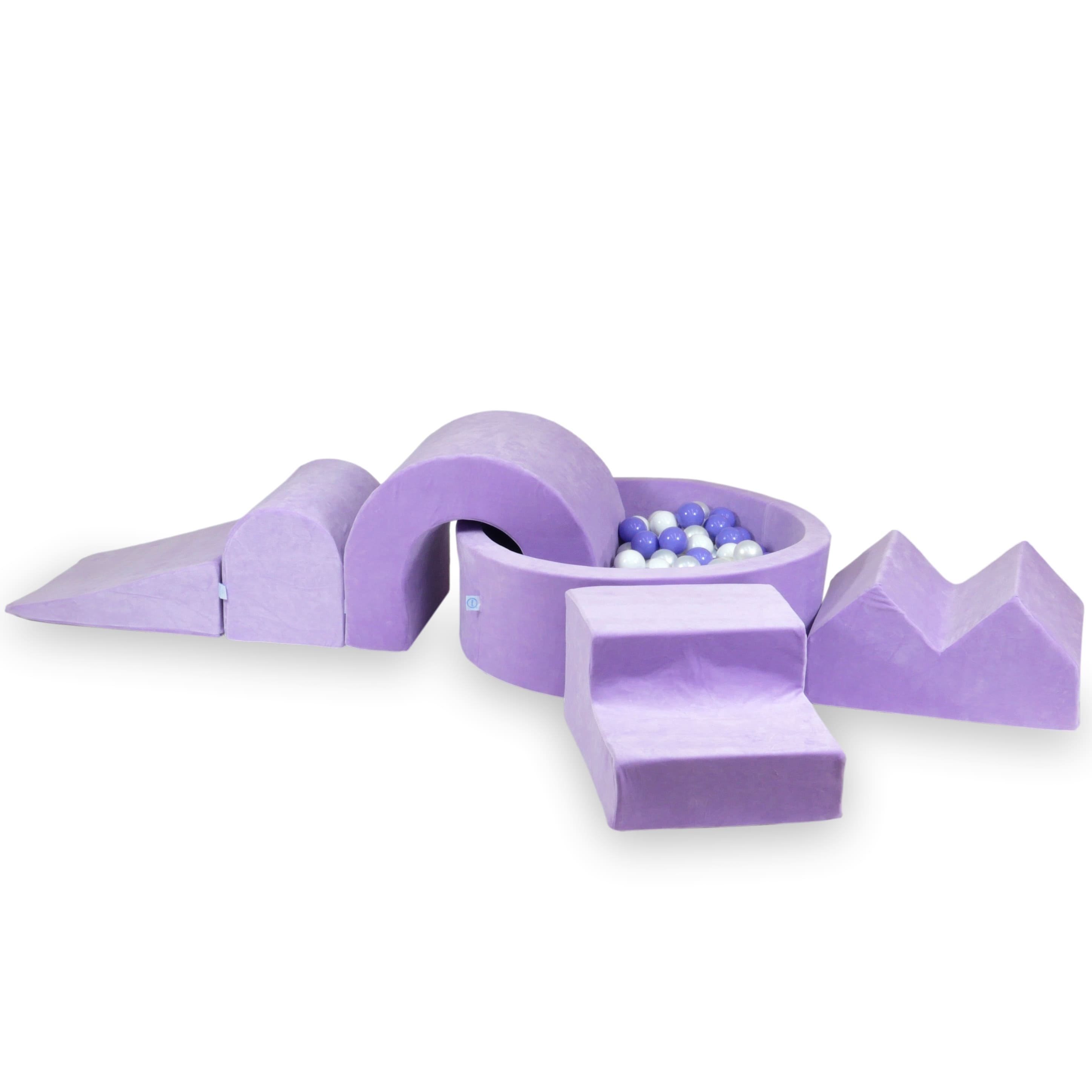 Aire de jeux en mousse avec piscine ronde 90x30 lilac + 5 éléments + 200 balles
