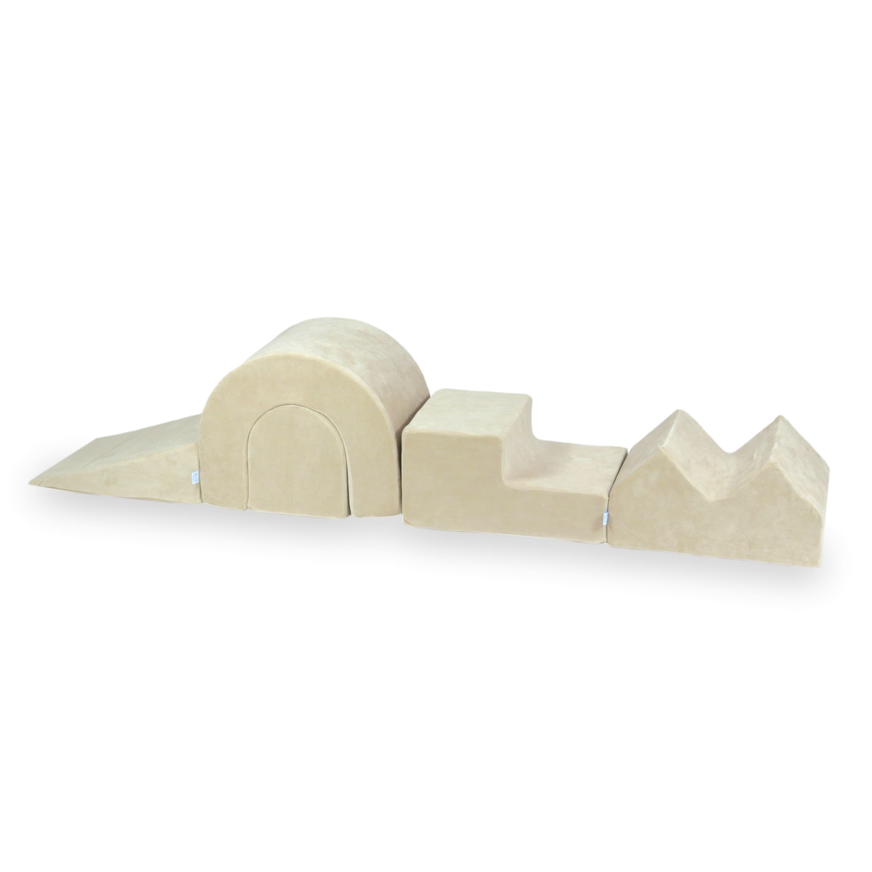 Aire de jeux en mousse avec piscine ronde 90x30 velvet soft beige + 5 éléments + 200 balles