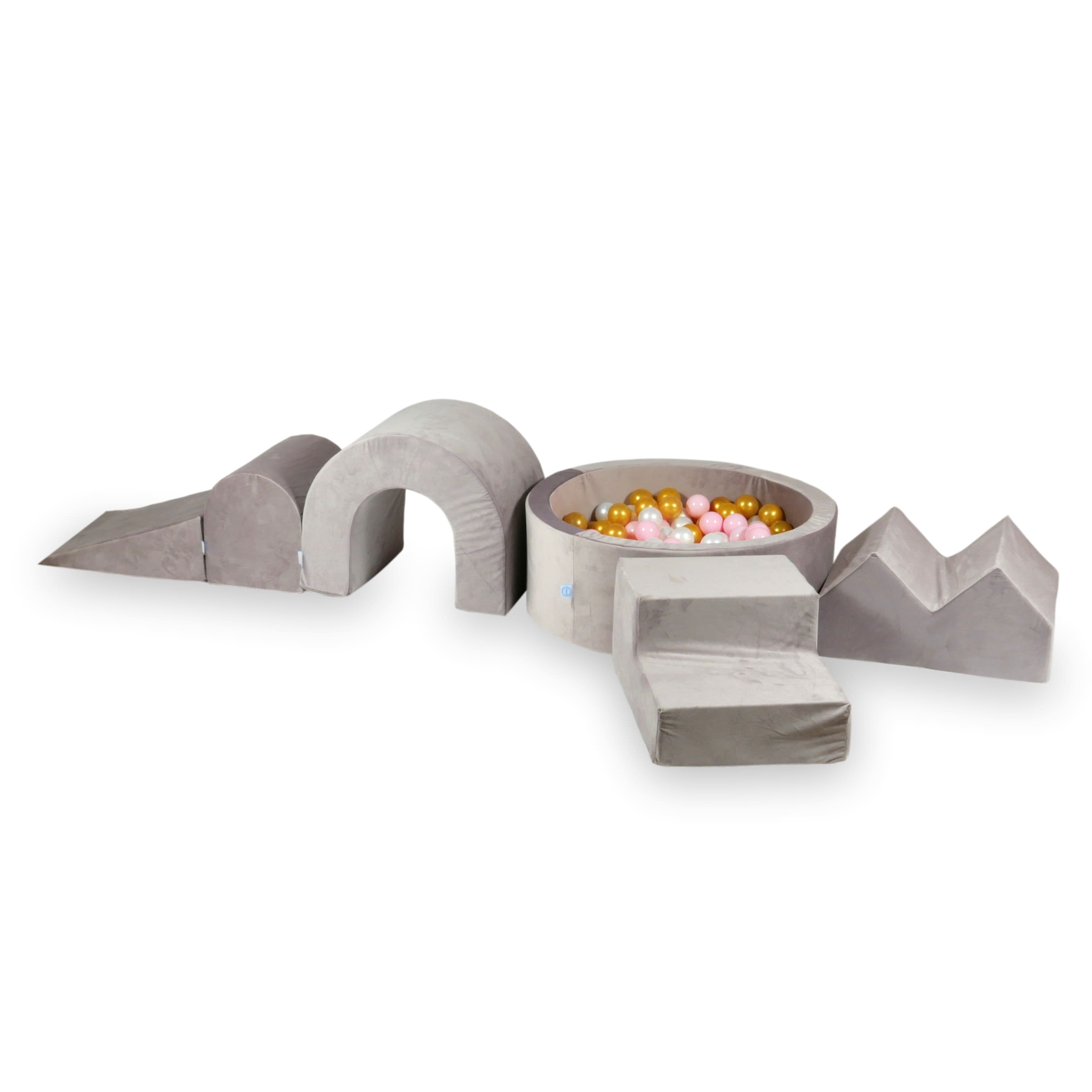 Aire de jeux en mousse avec piscine ronde 90x30 velvet lilac + 5 éléments + 200 balles