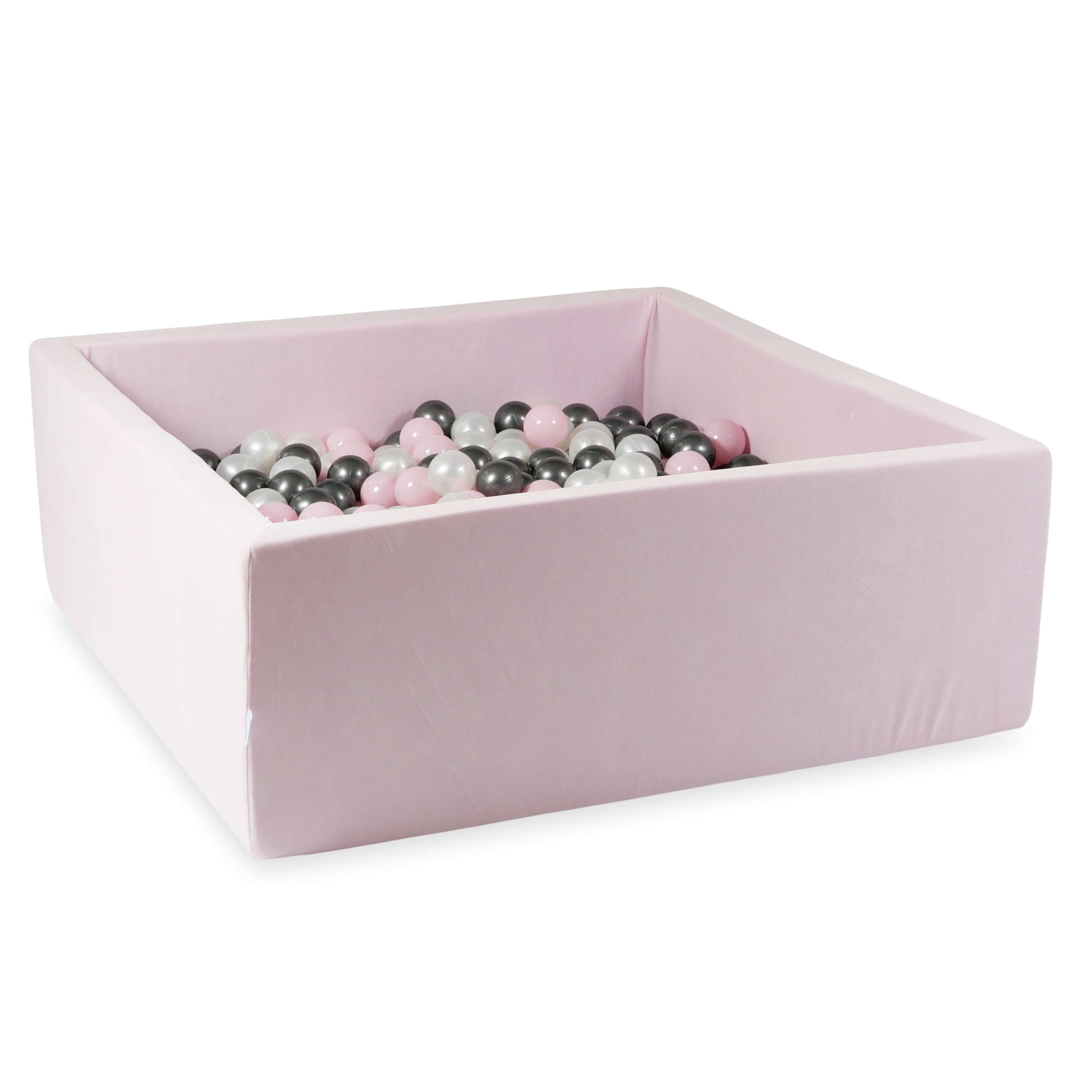 Piscine à balles carrée 110x110x40 cm en velvet soft Light Pink, 600 balles