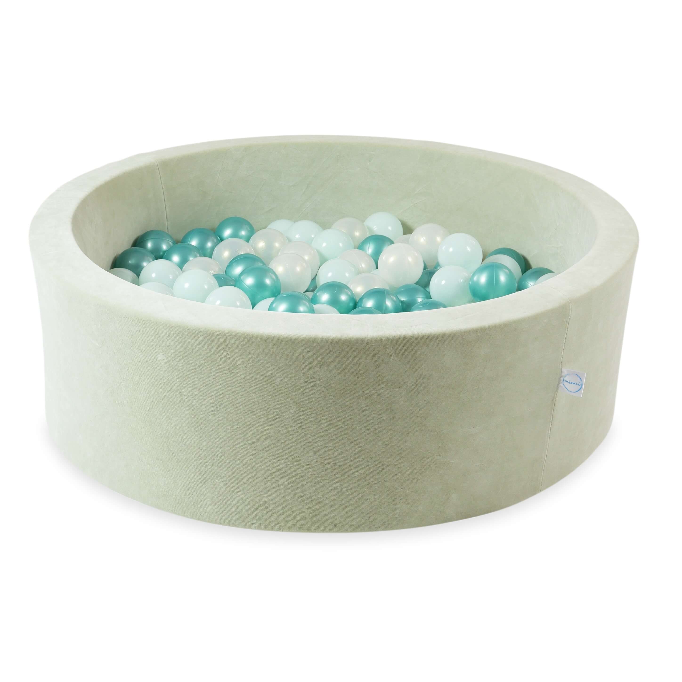 Piscine à balles en velvet soft pistachio 90x30 cm avec 200 balles