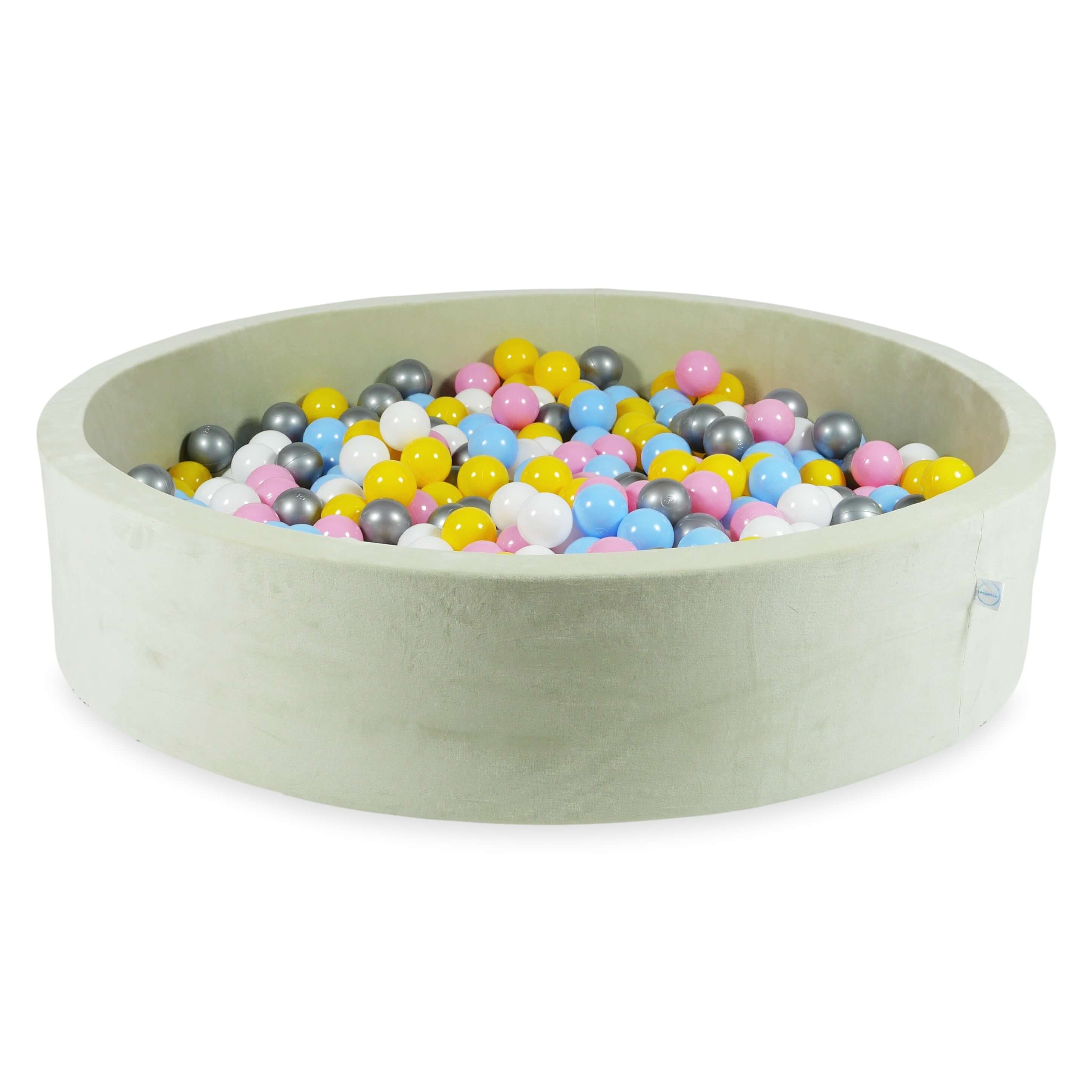 Piscine à balles en velvet soft pistachio 130x30 cm avec 600 balles