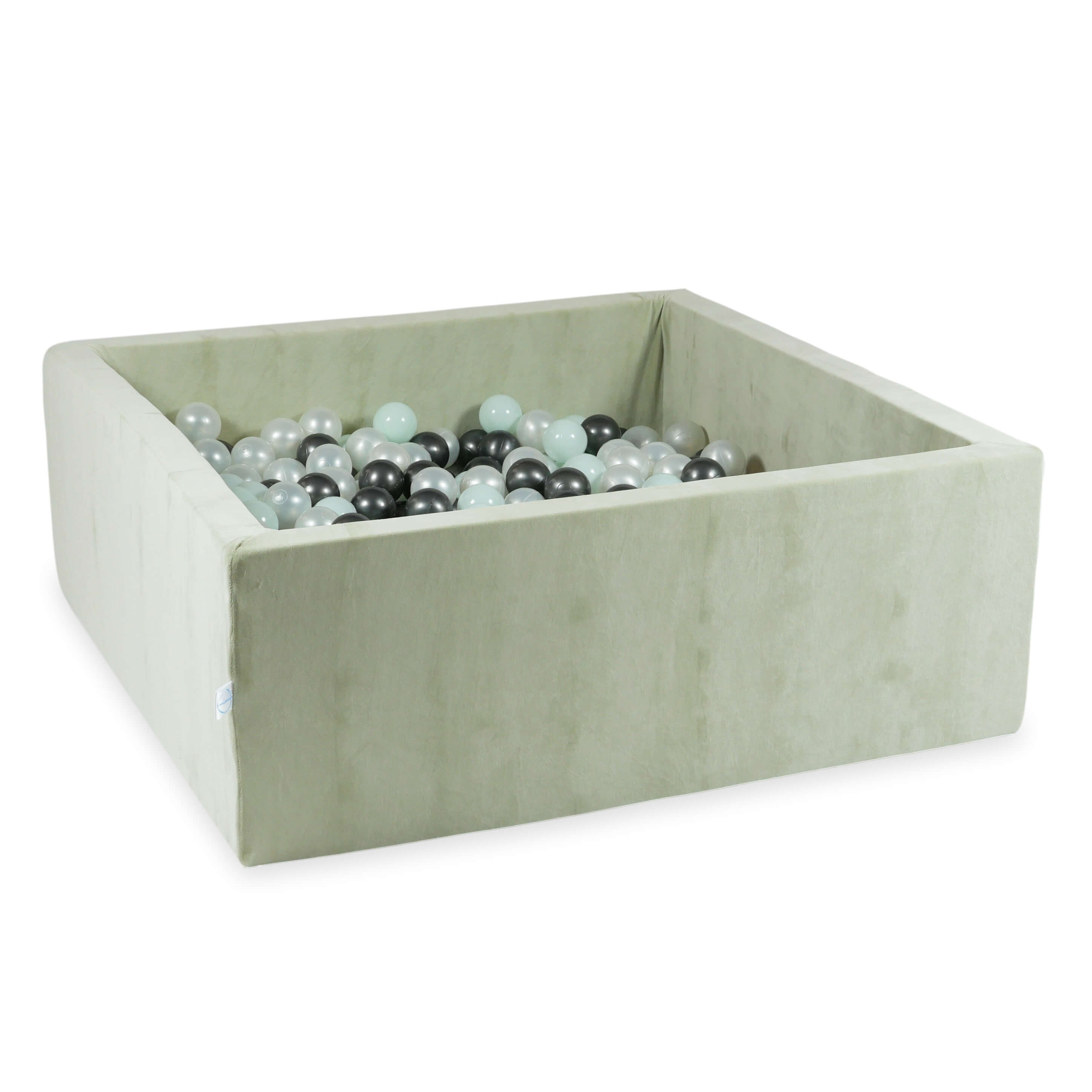 Piscine à balles carrée 110x110x40 cm en velvet soft Pistachio, 600 balles