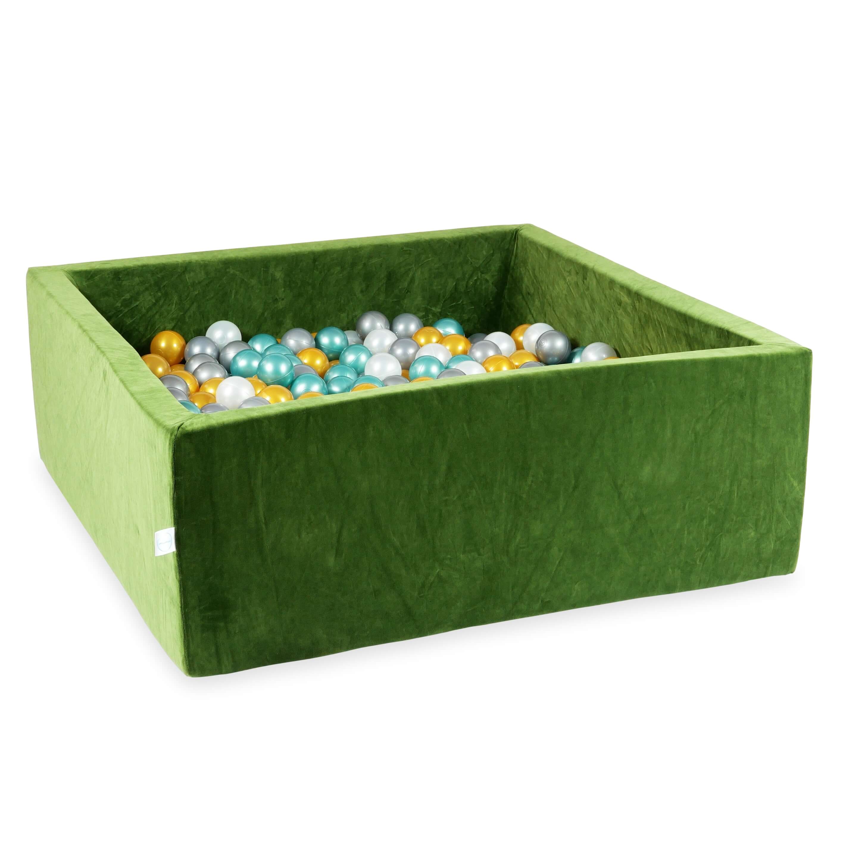 Piscine à balles carrée 110x110x40 cm en velvet soft Olive, 600 balles