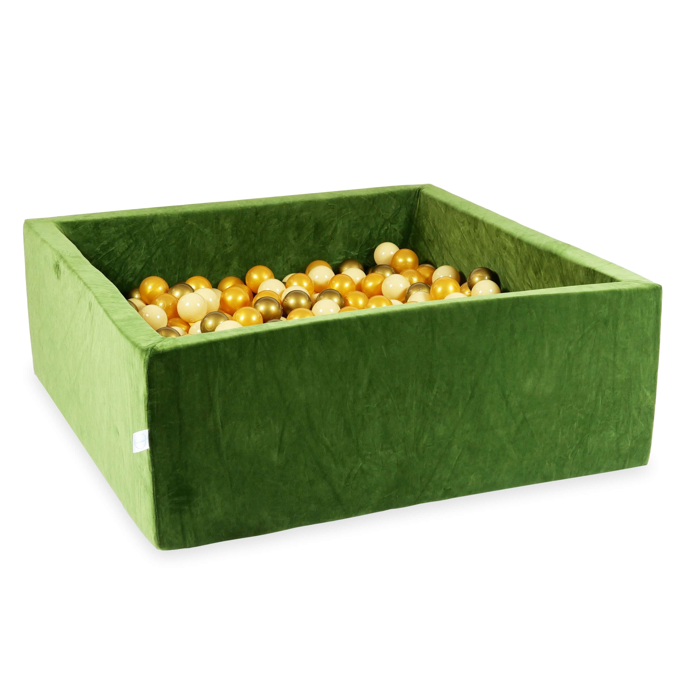 Piscine à balles carrée 110x110x40 cm en velvet soft Olive, 600 balles