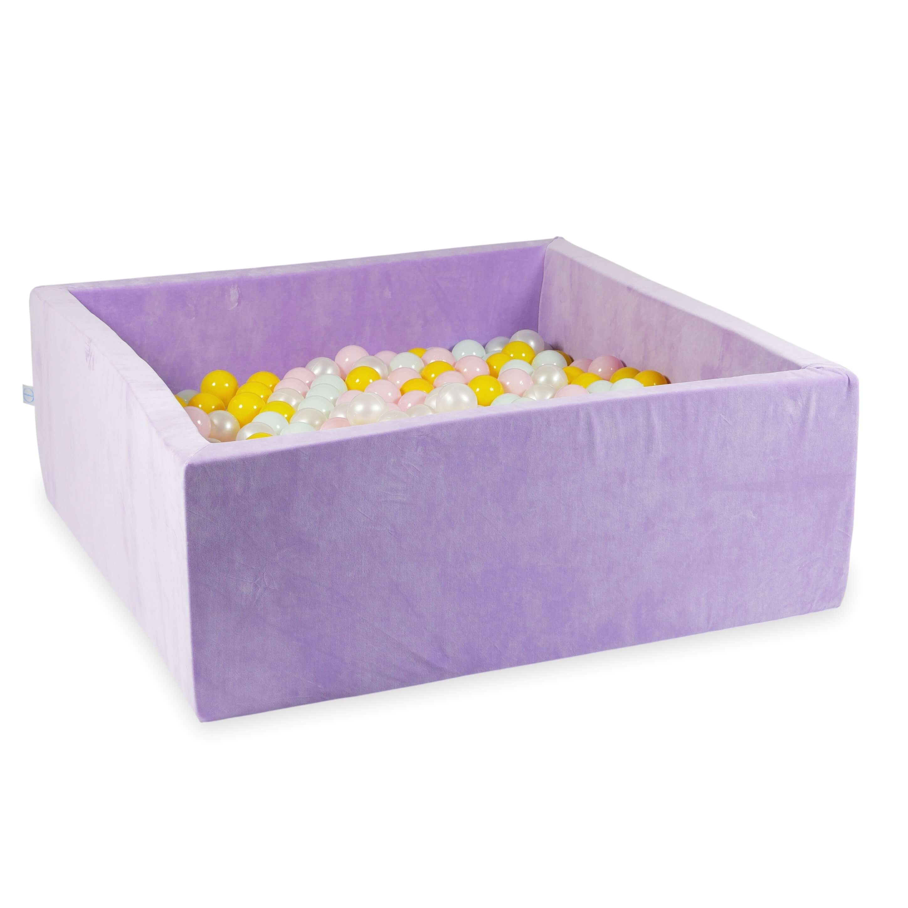 Piscine à balles carrée 110x110x40 cm en velvet soft Lilac, 600 balles