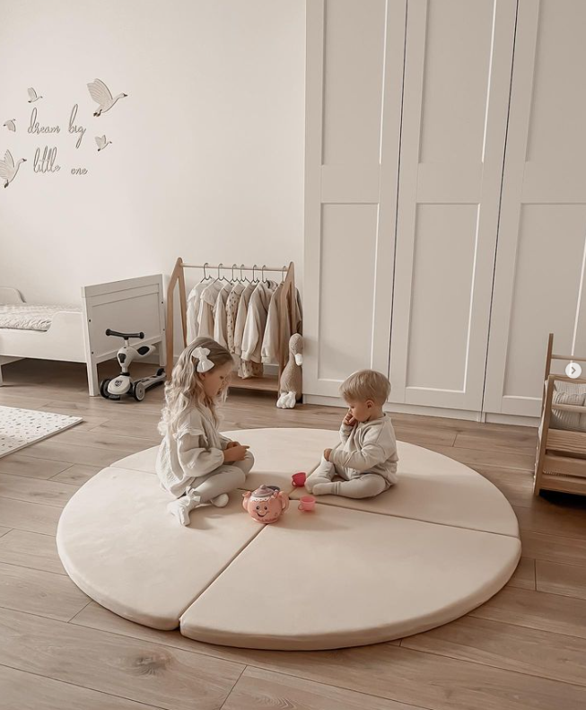 Tapis de jeu bébé rond 160cm en velvet soft