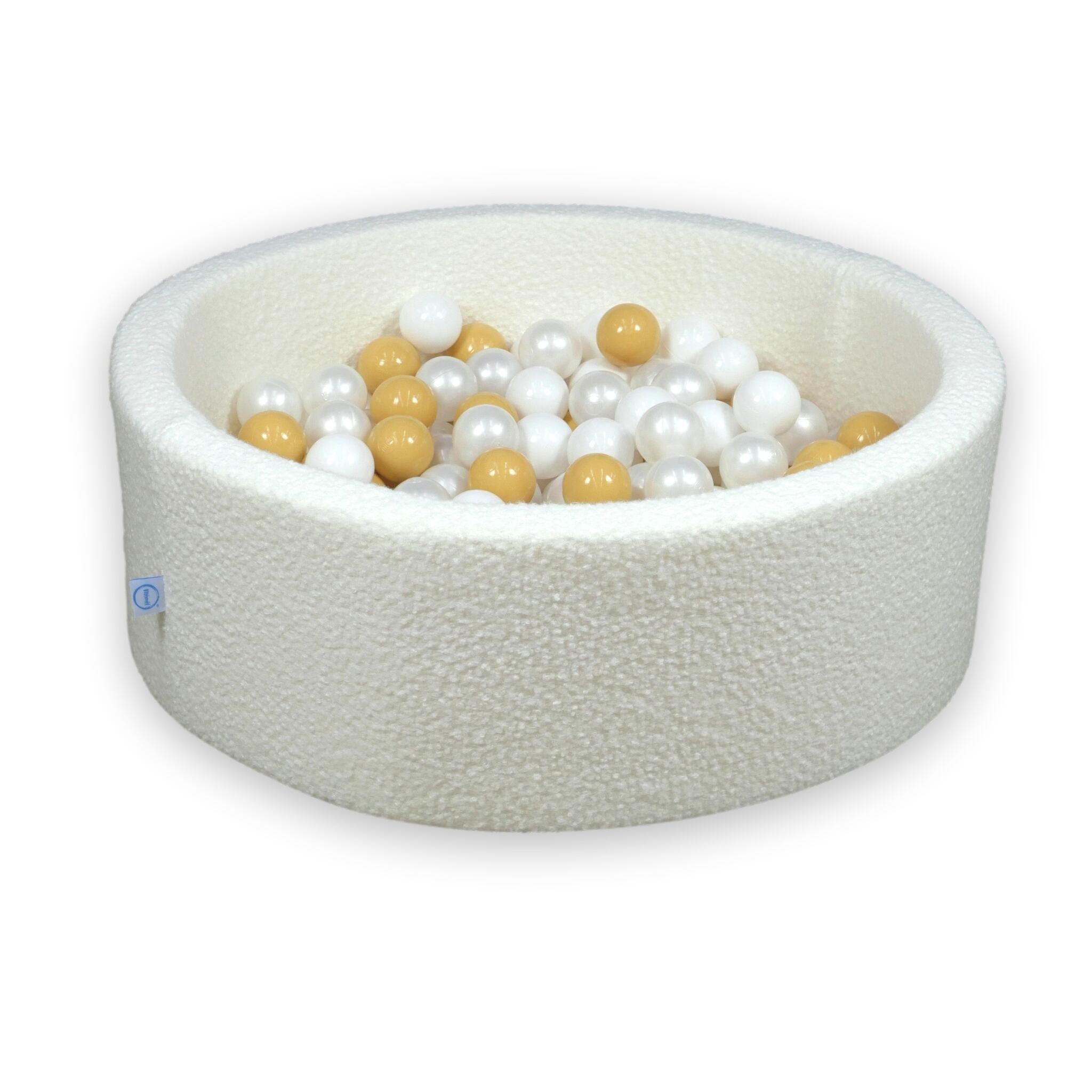 Piscine à balles en velours  Boucle Blanc 90x30 cm avec 200 balles