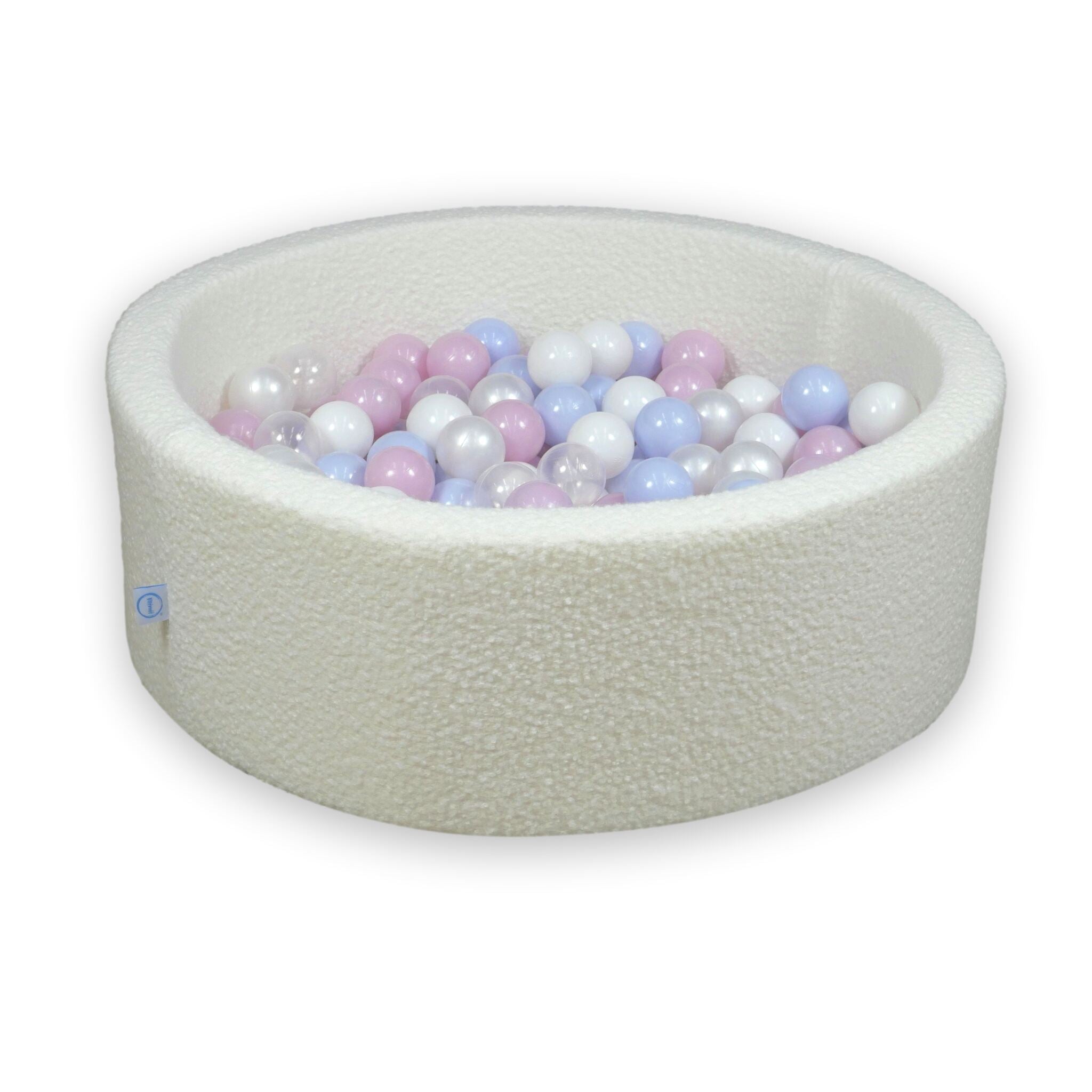 Piscine à balles en velours  Boucle Blanc 90x30 cm avec 200 balles