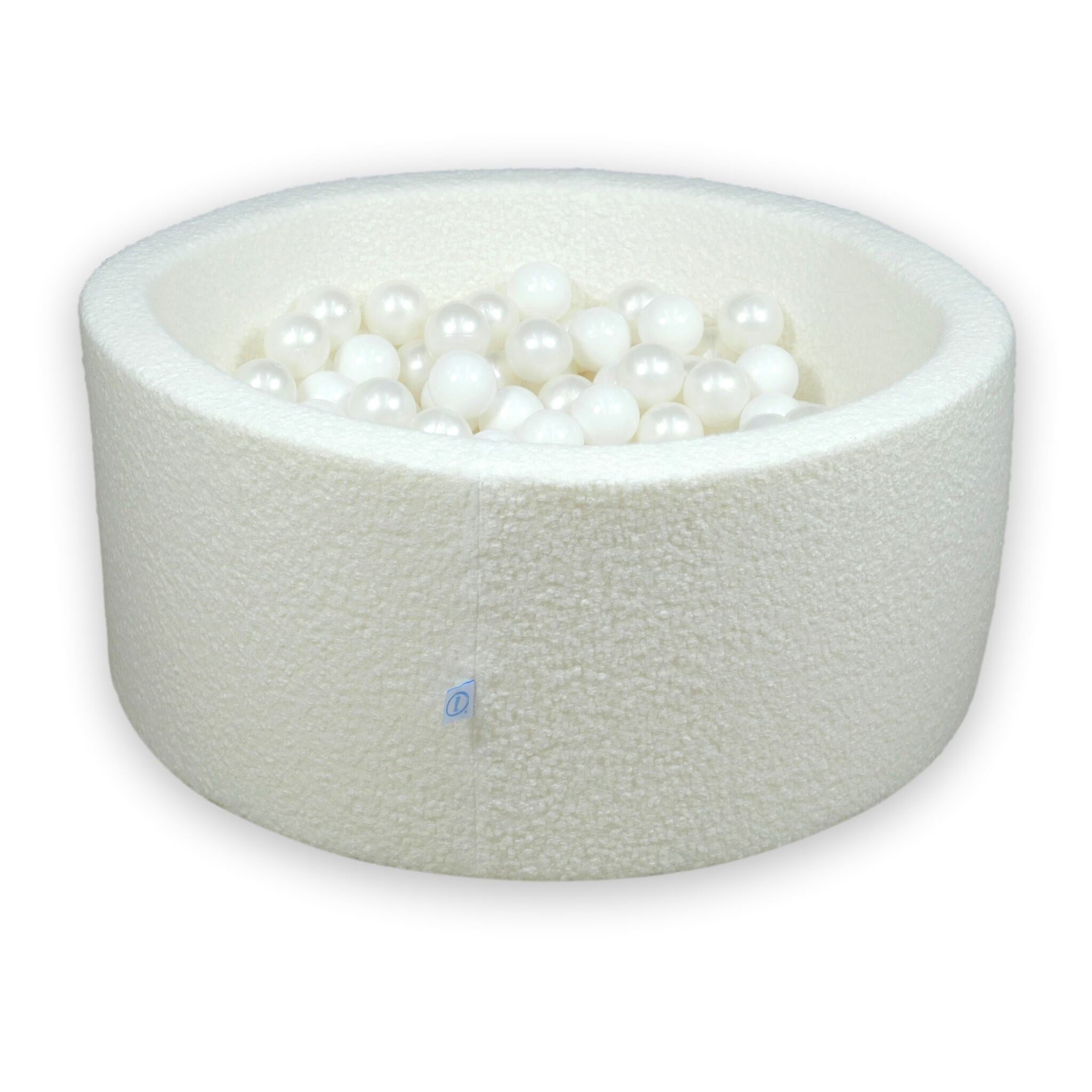 Piscine à balles en velours  Boucle Blanc 90x40 cm avec 300 balles