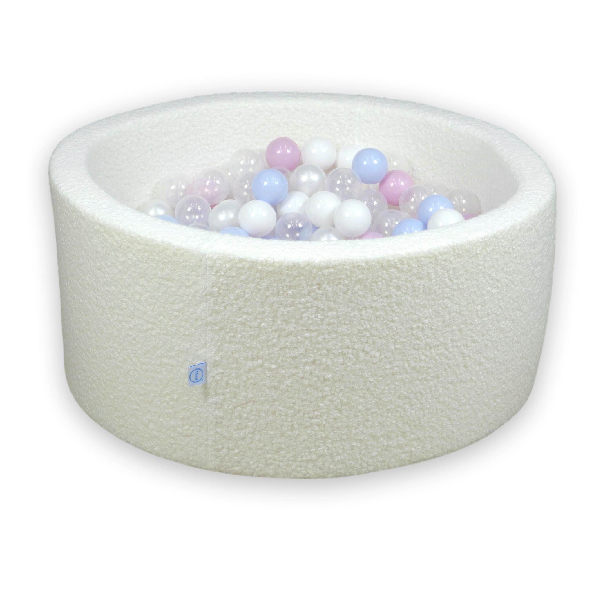 Piscine à balles en velours  Boucle Blanc 90x40 cm avec 300 balles