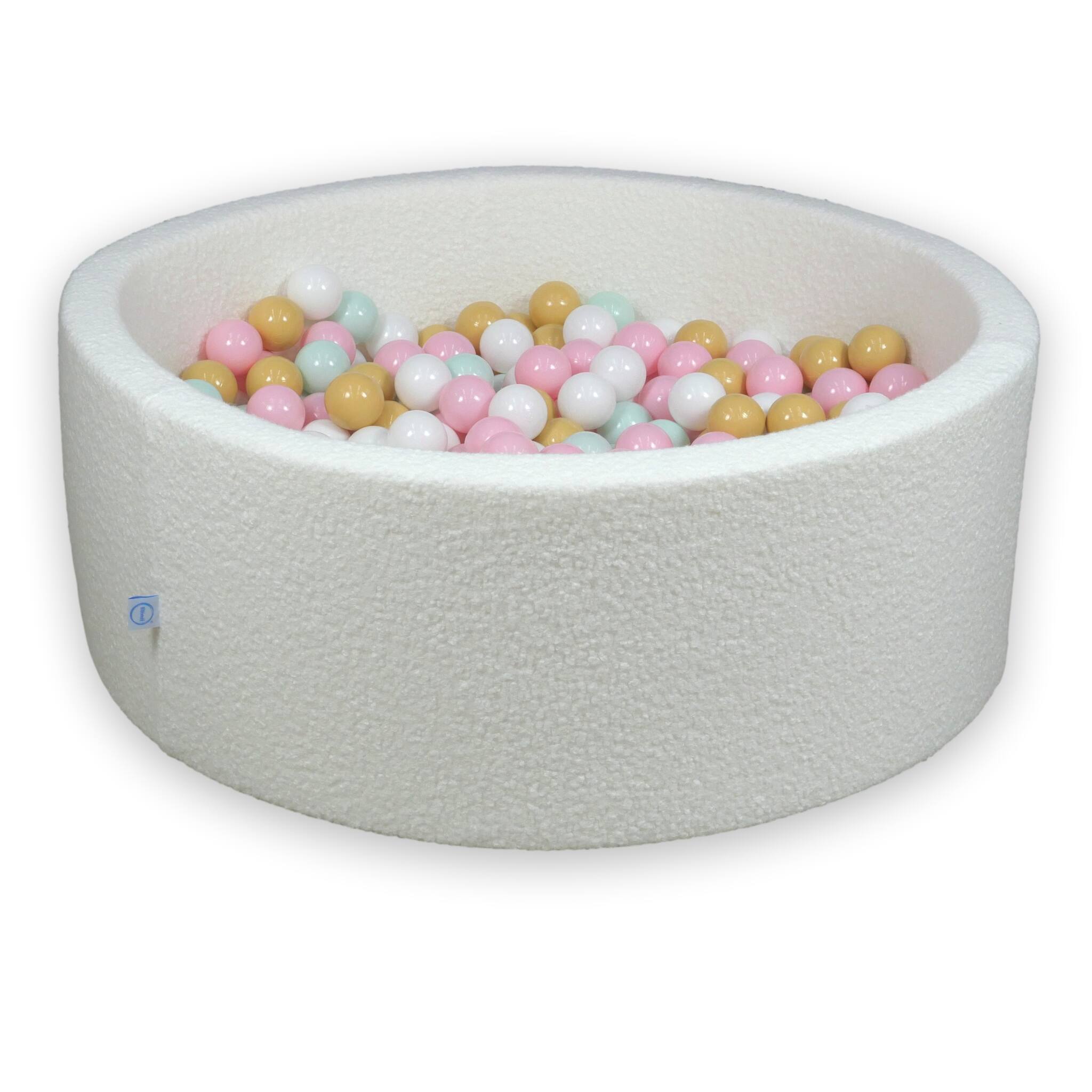 Piscine à balles en velours  Boucle Blanc 110x40 cm avec 500balles