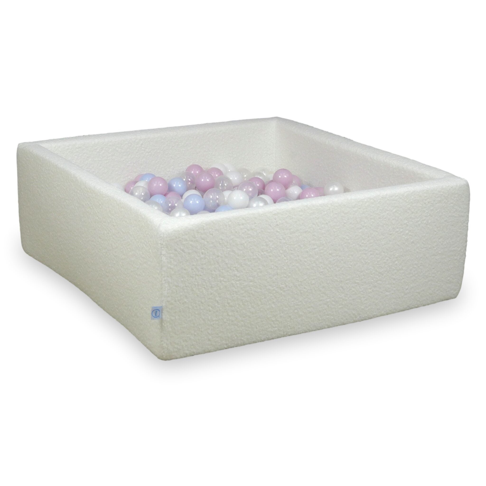 Piscine à balles carrée 110x110x40 cm en Bouclé Blanc, 600 balles