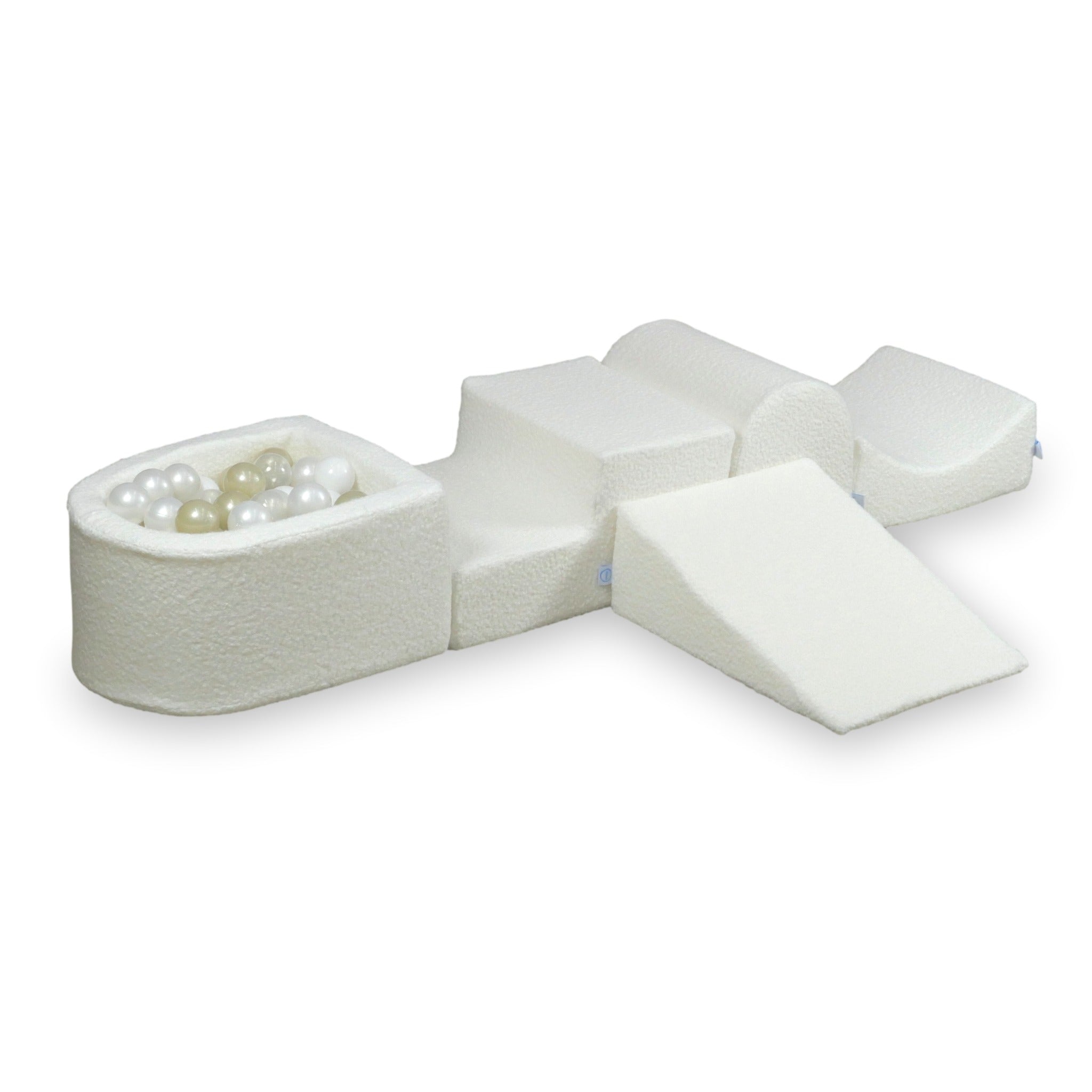 Aire de jeux en mousse avec colline et piscine micro Boucle Blanc + 100 balles
