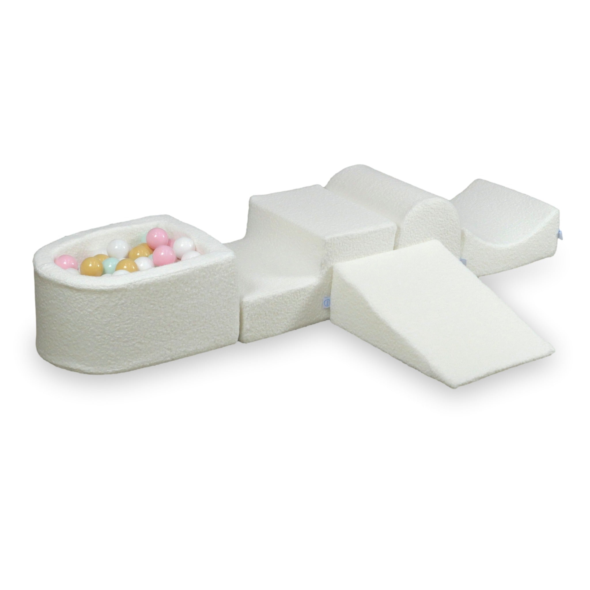 Aire de jeux en mousse avec colline et piscine micro Boucle Blanc + 100 balles