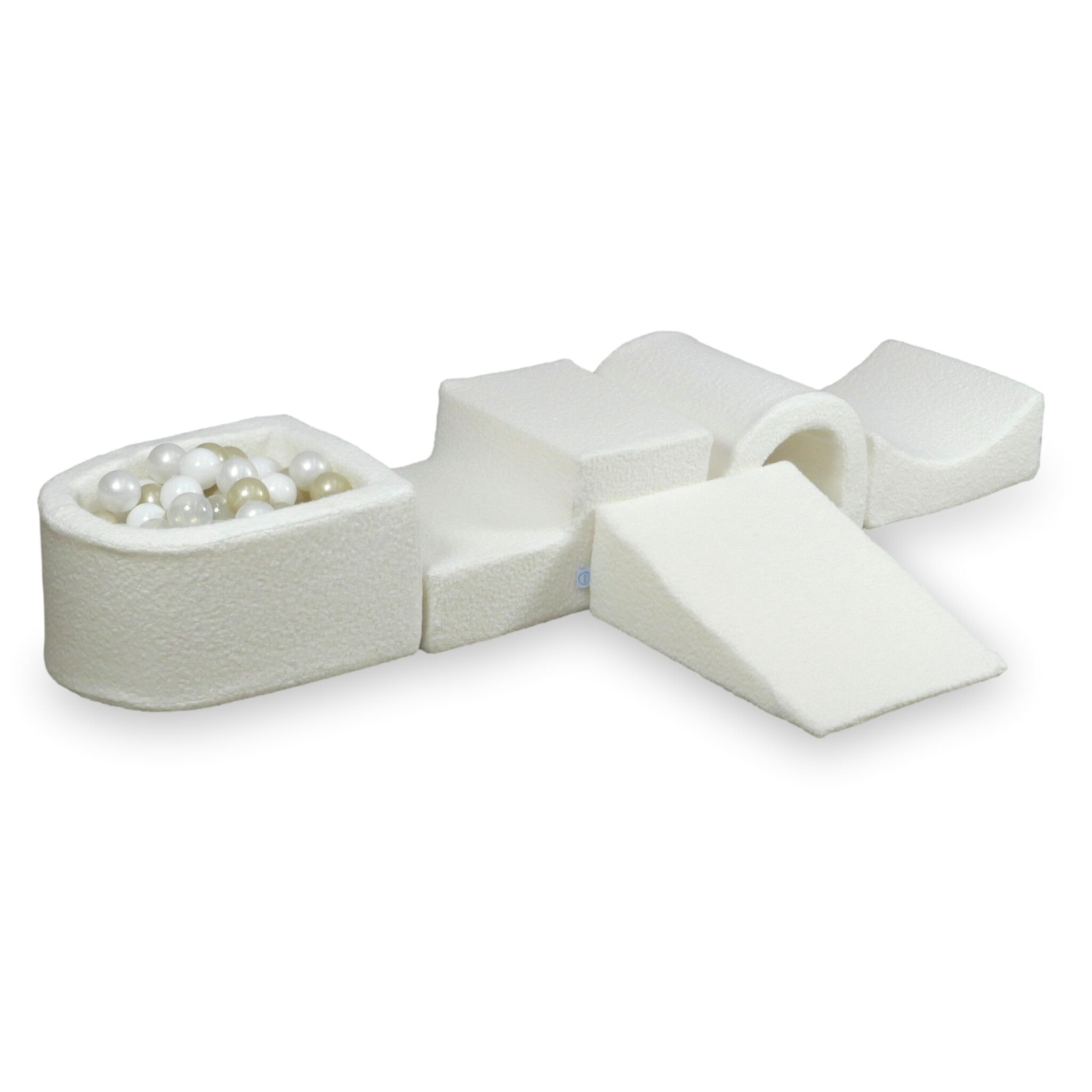 Aire de jeux en mousse avec pont et piscine micro Boucle Blanc + 100 balles