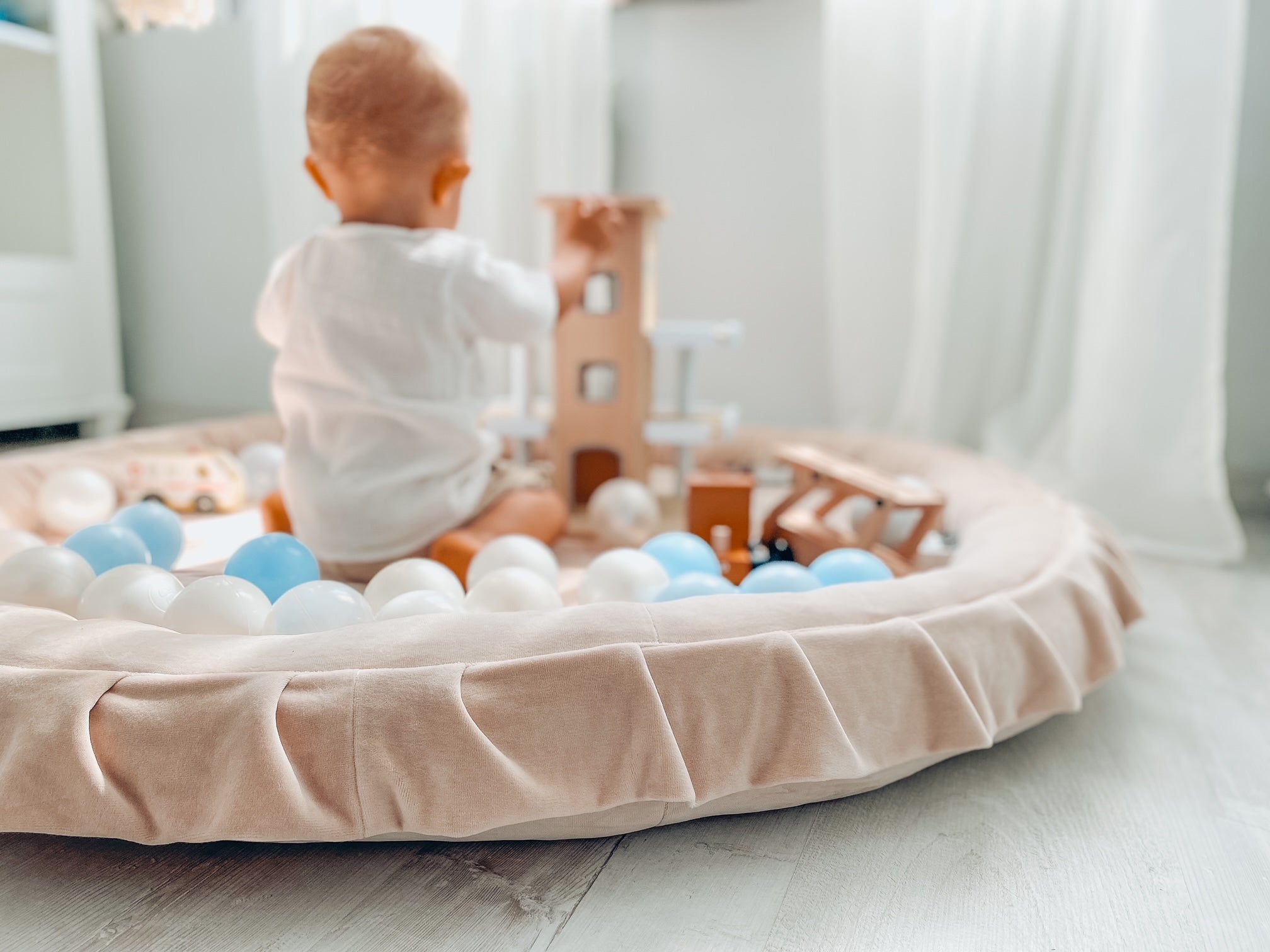 Tapis de jeu bébé nid 120 cm en velvet soft