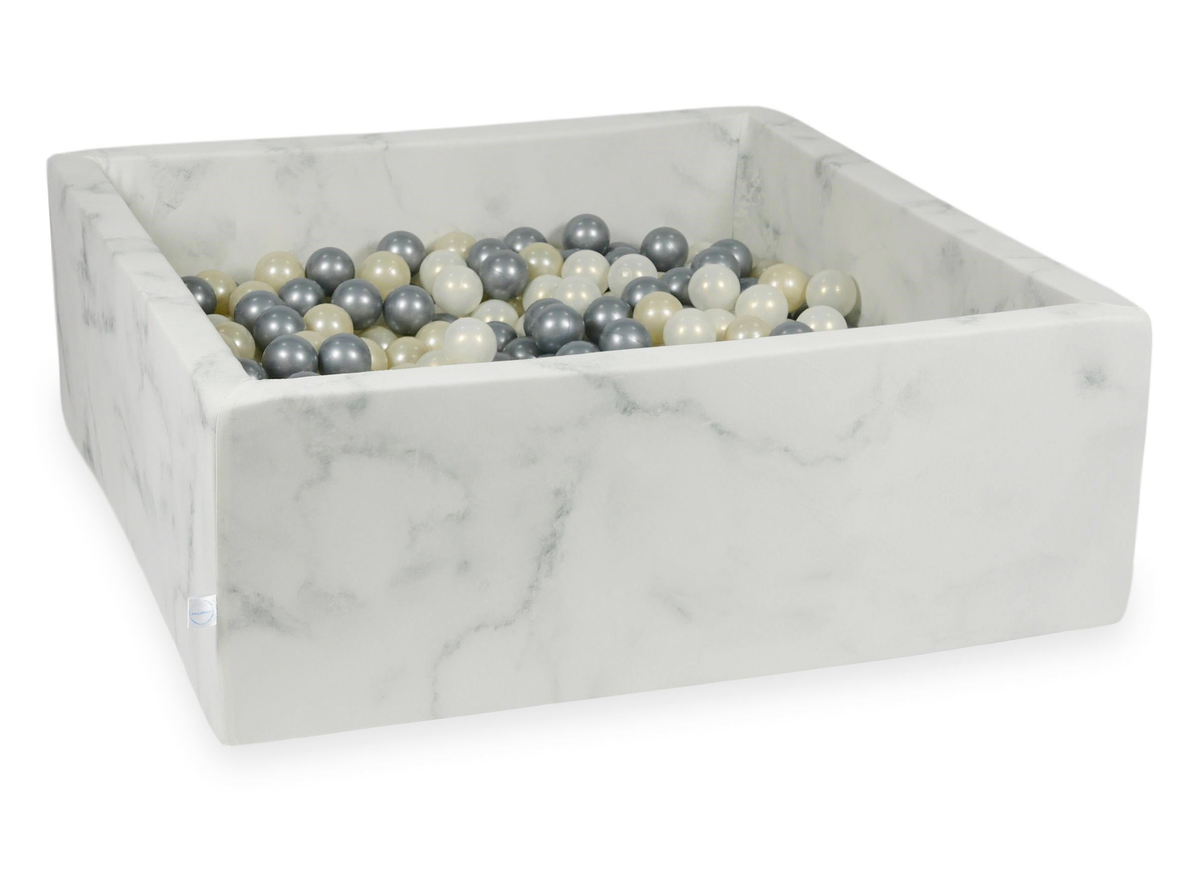 Piscine à balles carrée 110x110x40 cm en velours Marble, 600 balles