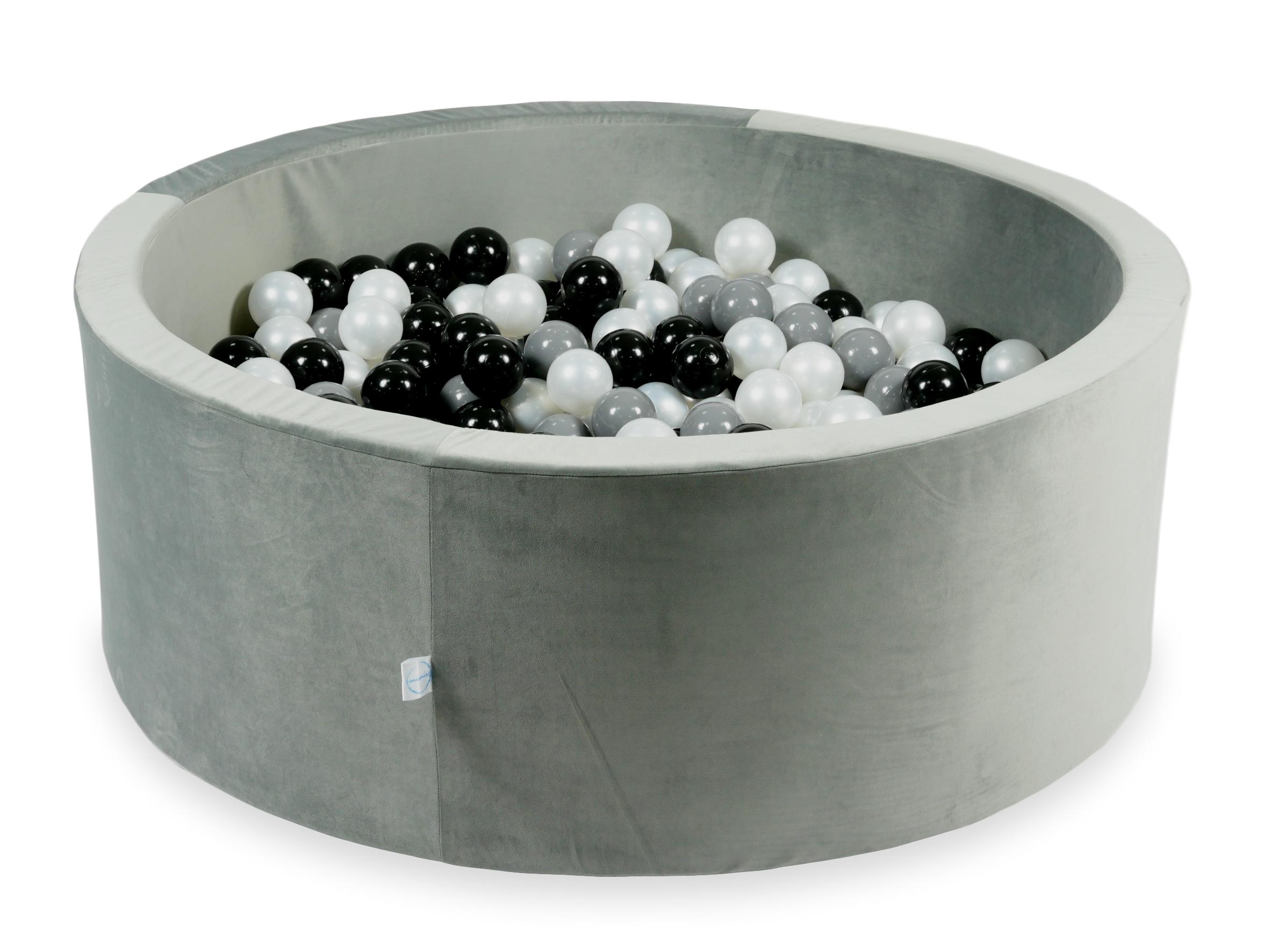 Piscine à balles en velours velvet gris 110x40 cm avec 500balles