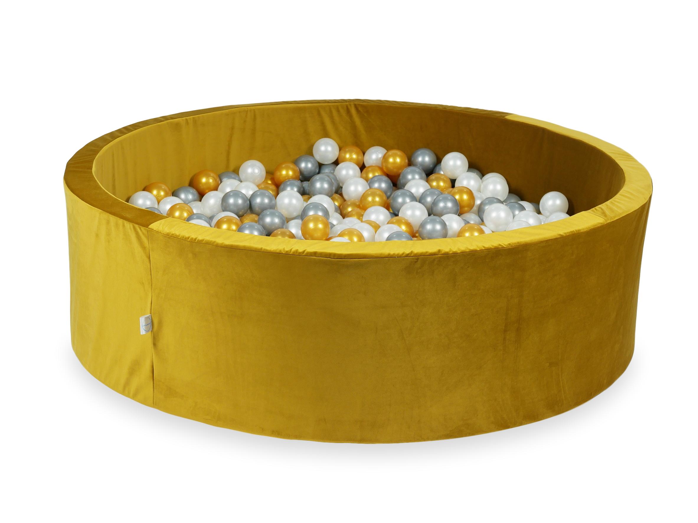 Piscine à balles en velours velvet dore 130x40 cm avec 700 balles
