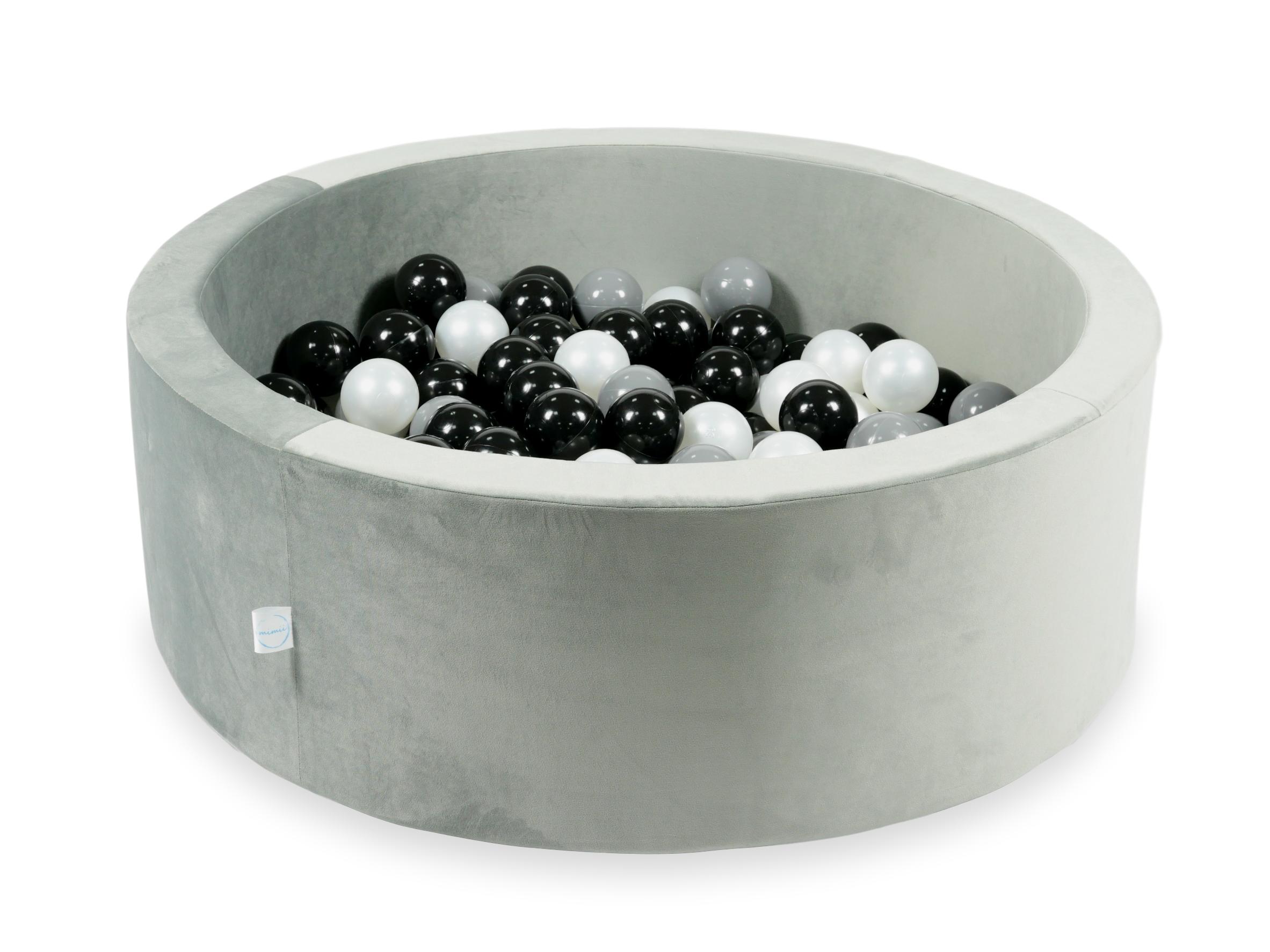 Piscine à balles en velours velvet gris 90x30 cm avec 200 balles