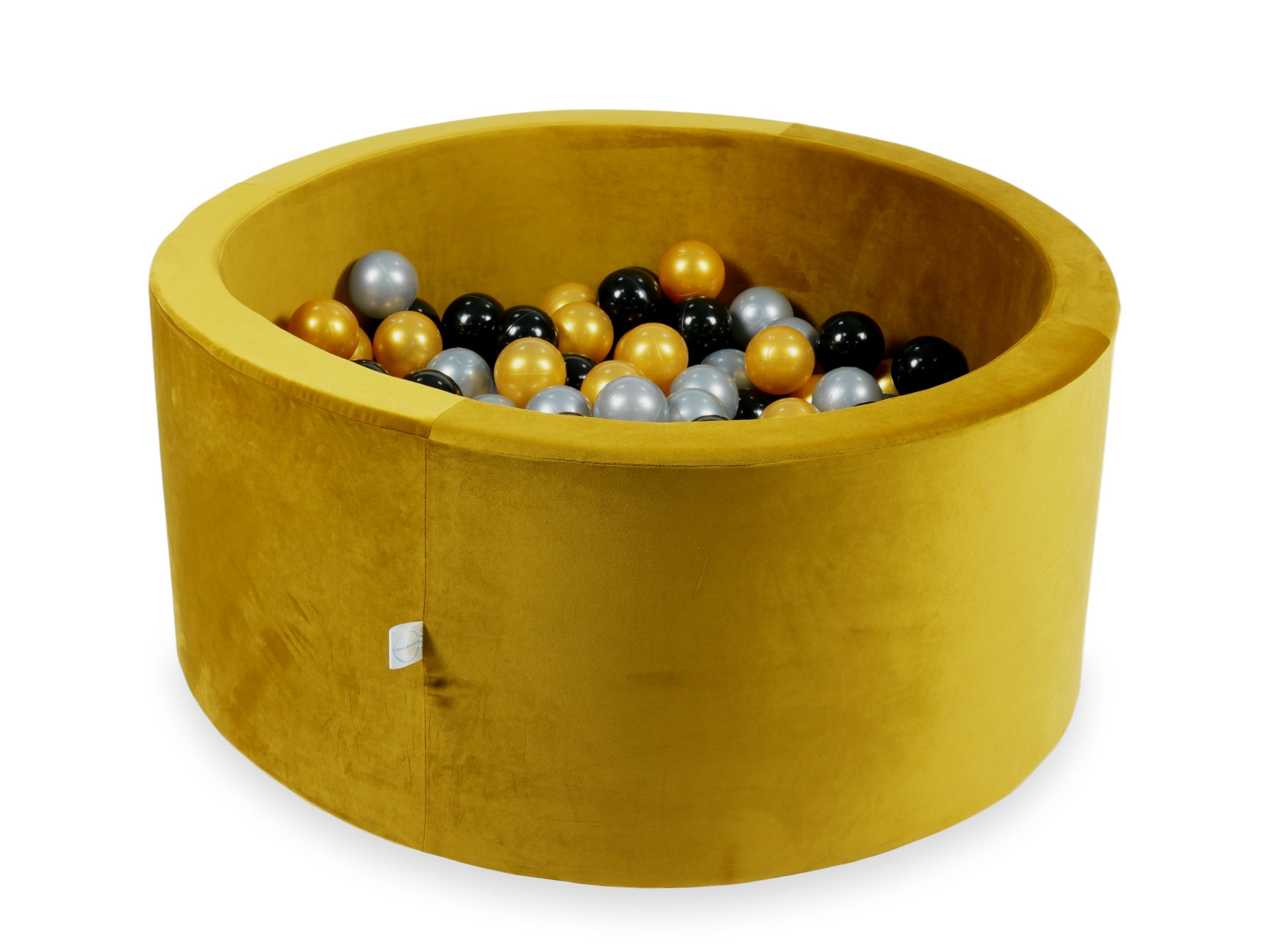 Piscine à balles en velours velvet dore 90x40 cm avec 300 balles