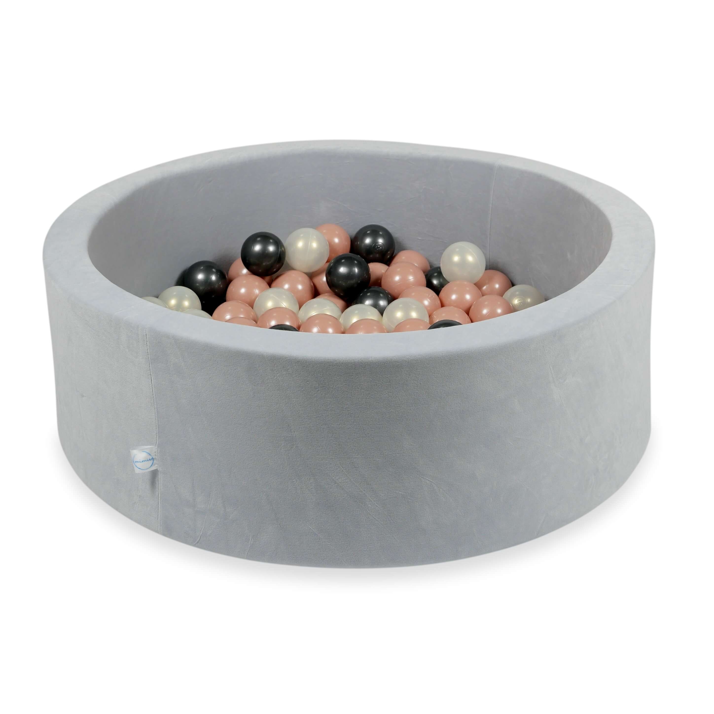 Piscine à balles en velours velvet soft gris clair 90x30 cm avec 200 balles