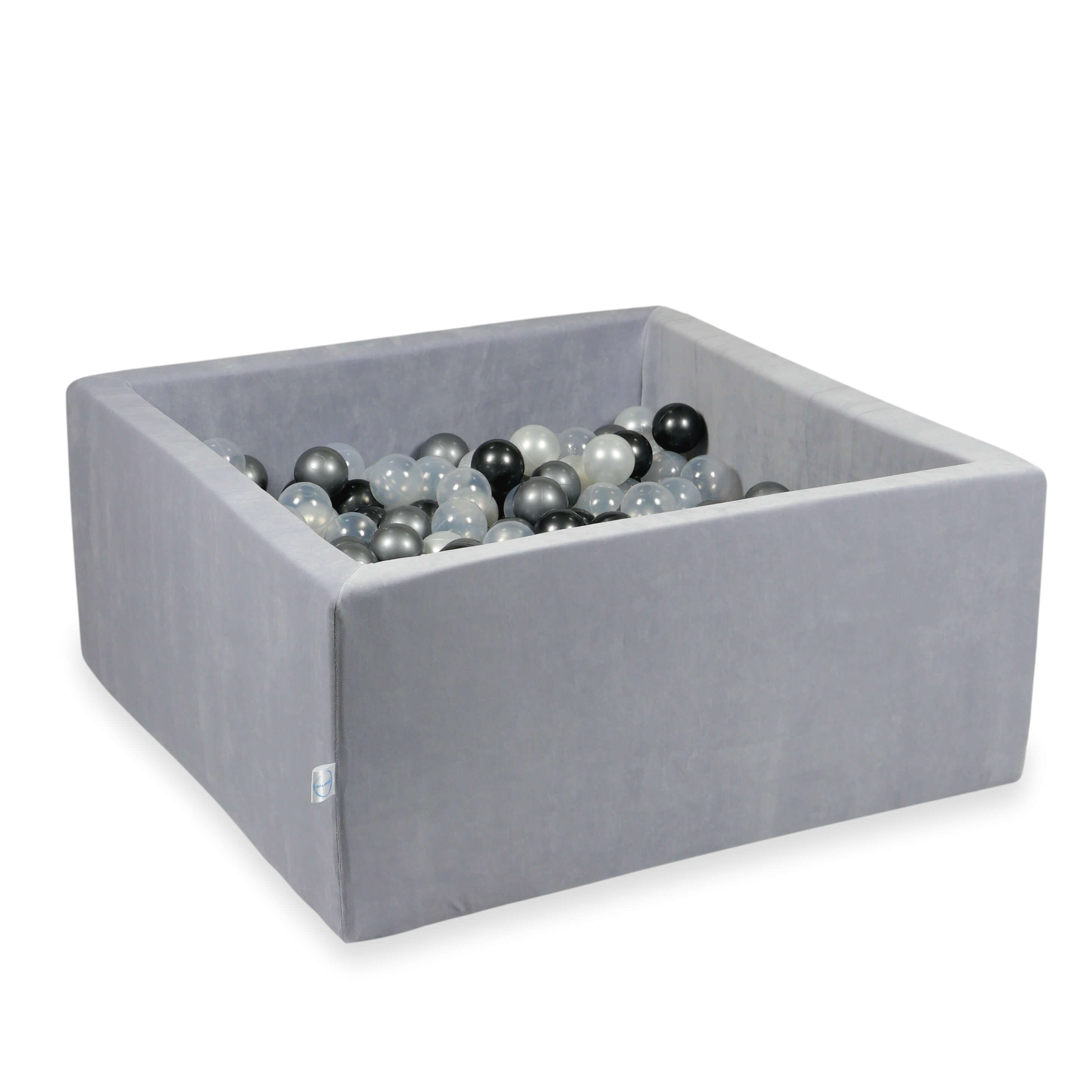 Piscine à balles carrée 90x90x40 cm en velvet soft Gris Clair, 400 balles