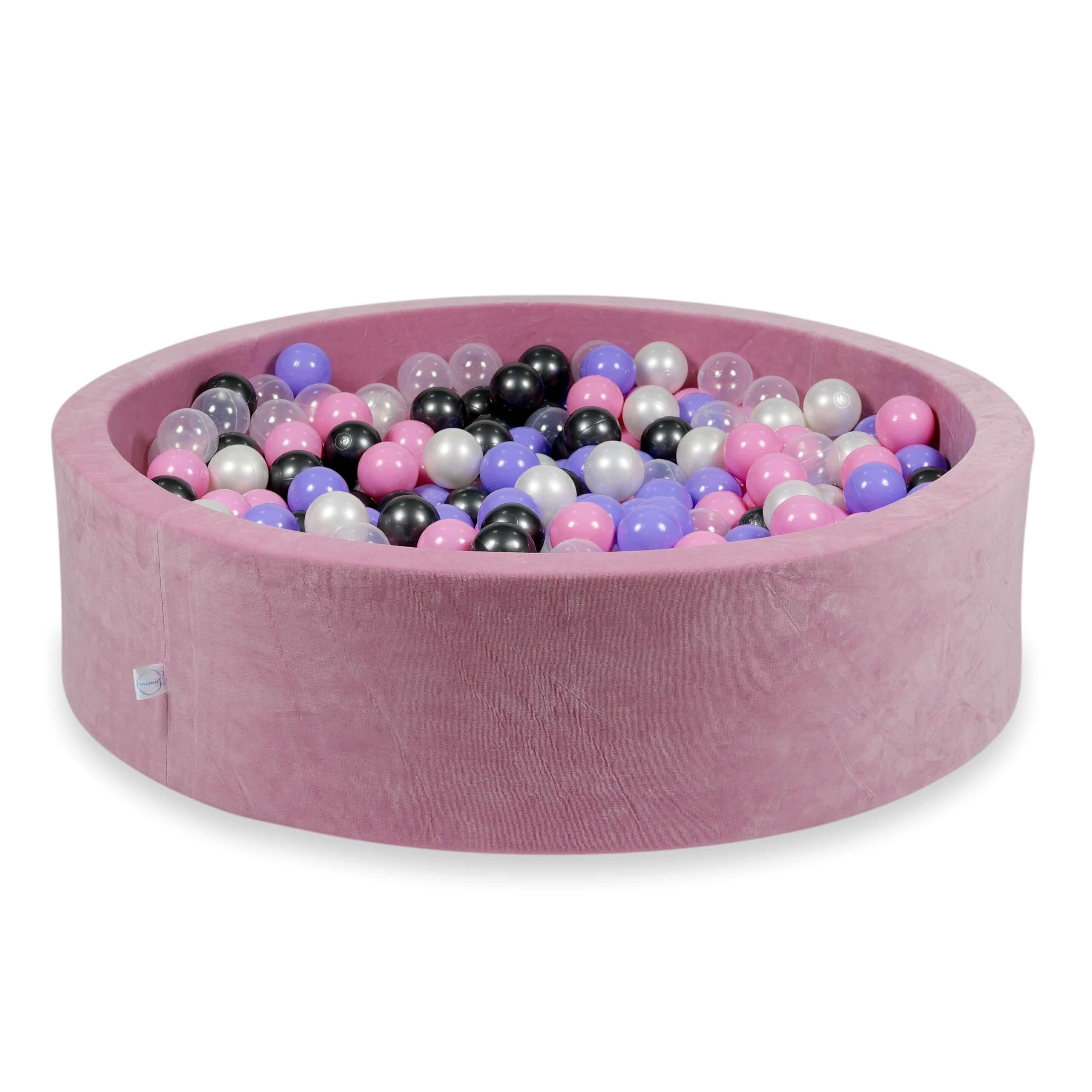 Piscine à balles en velours velvet soft rose 110x30 cm avec 400 balles