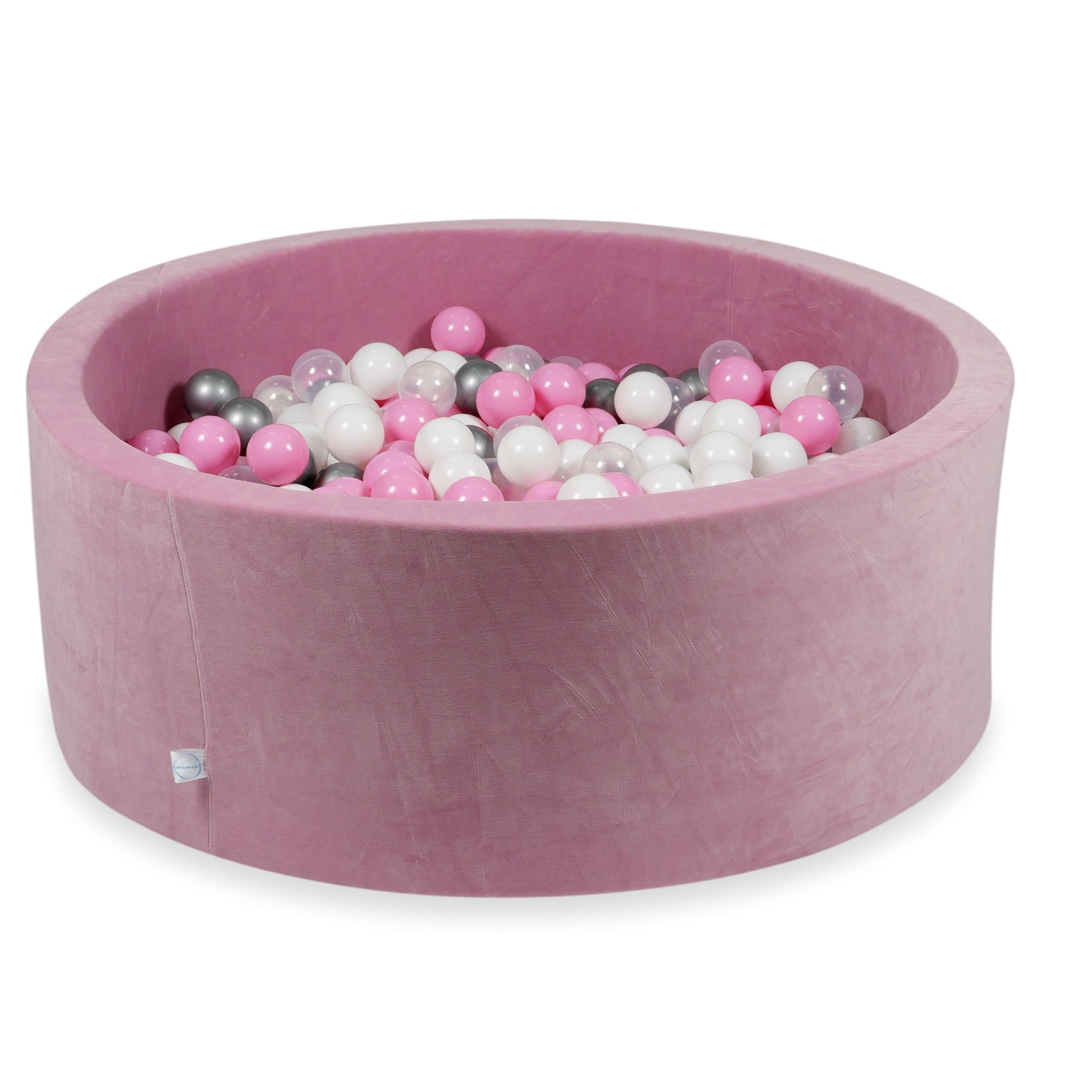 Piscine à balles en velours velvet soft rose 110x40 cm avec 500balles