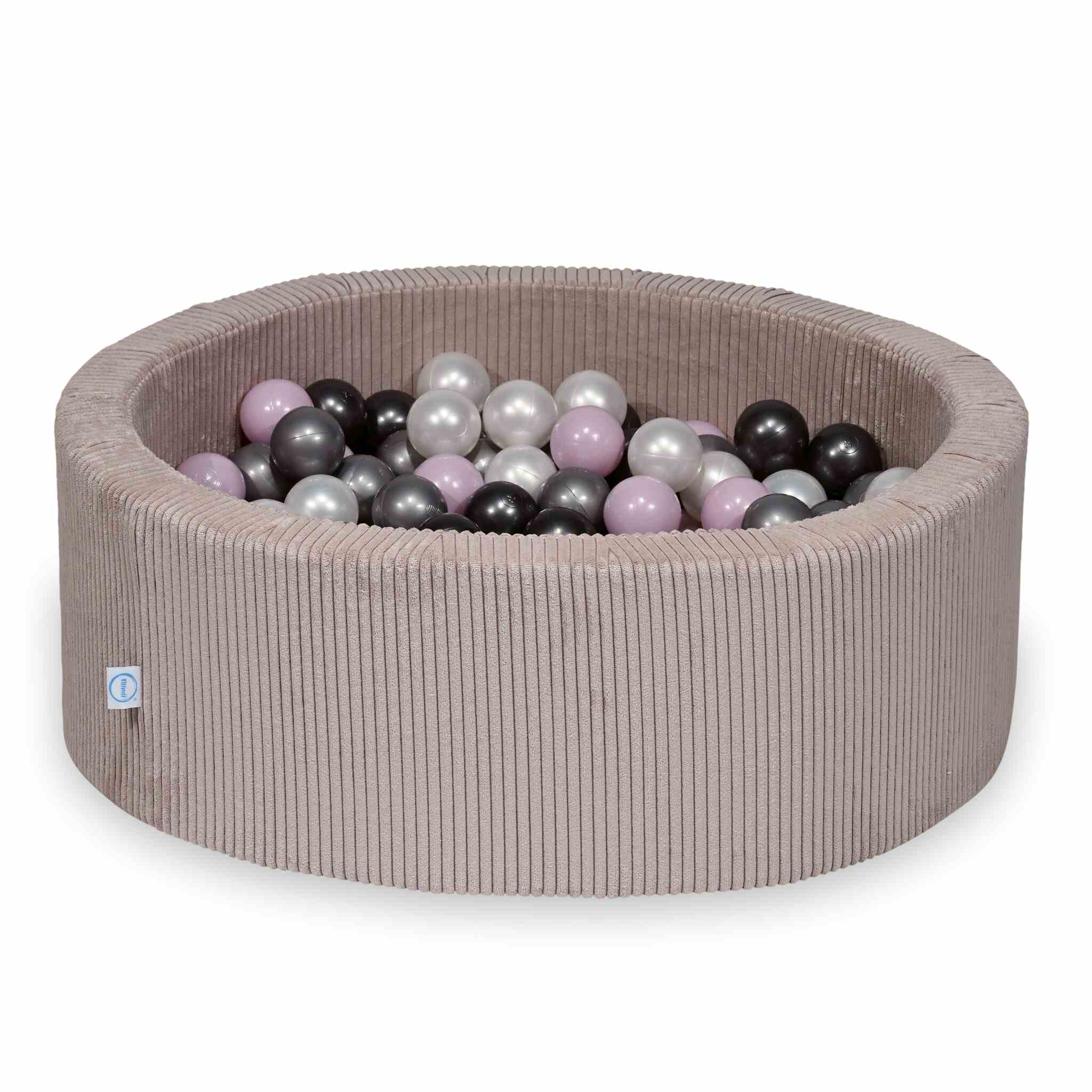 Piscine à balles en velours côtelé côtelé rose clair 90x30 cm avec 200 balles