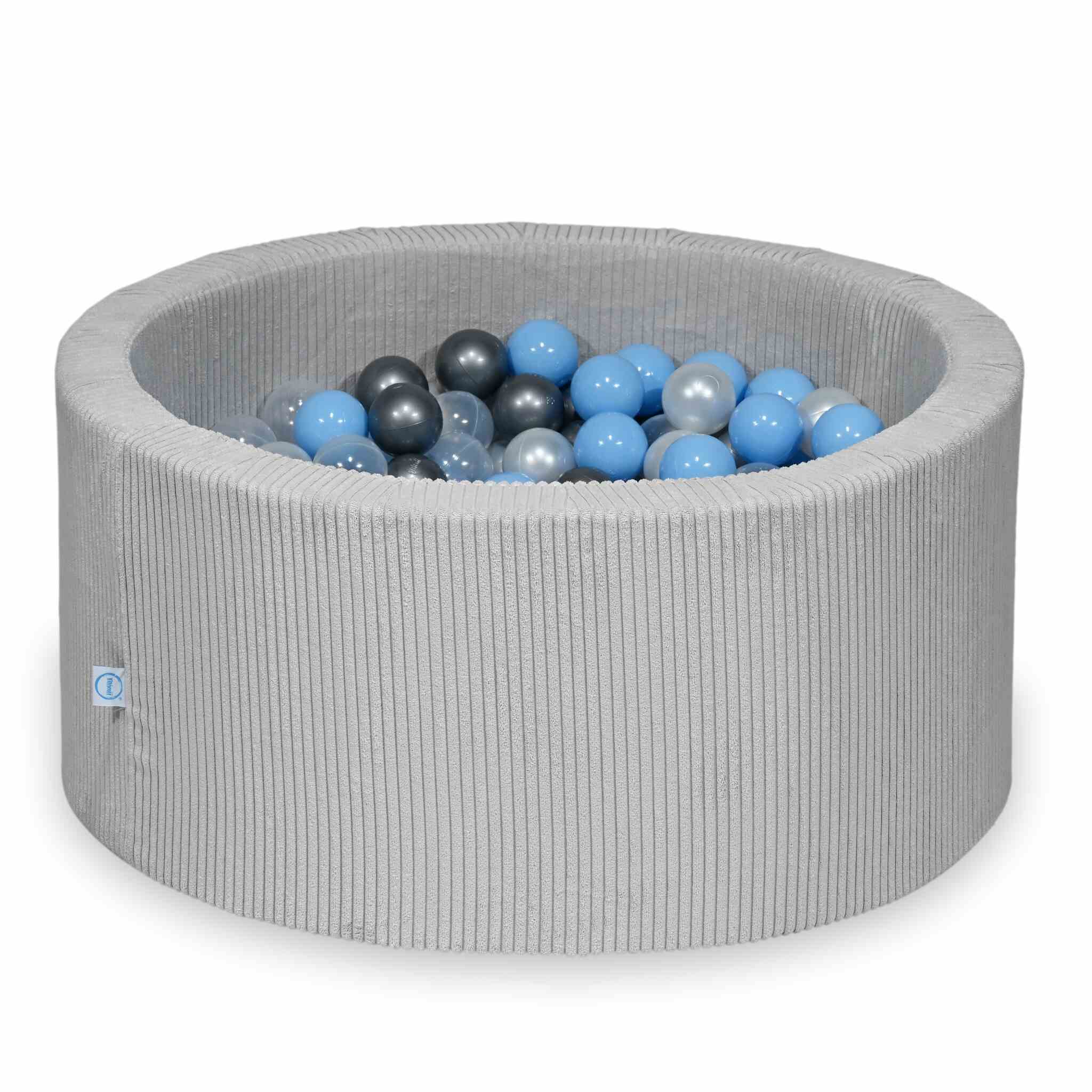 Piscine à balles en velours côtelé Gris 90x40 cm avec 300 balles