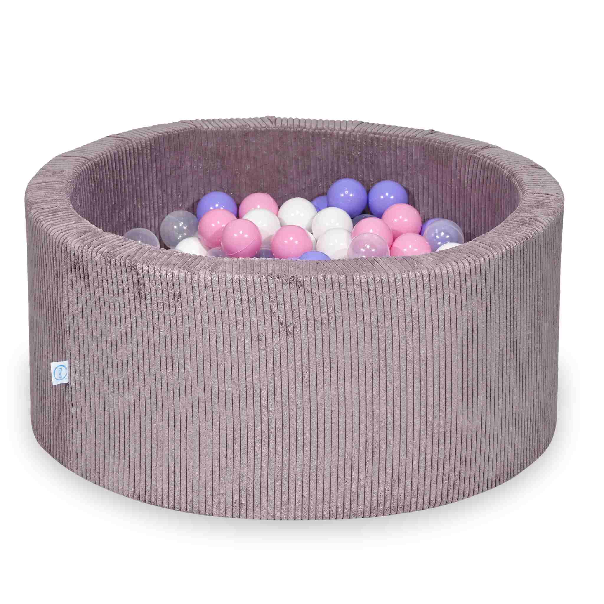 Piscine à balles en velours côtelé Lavende 90x40 cm avec 300 balles
