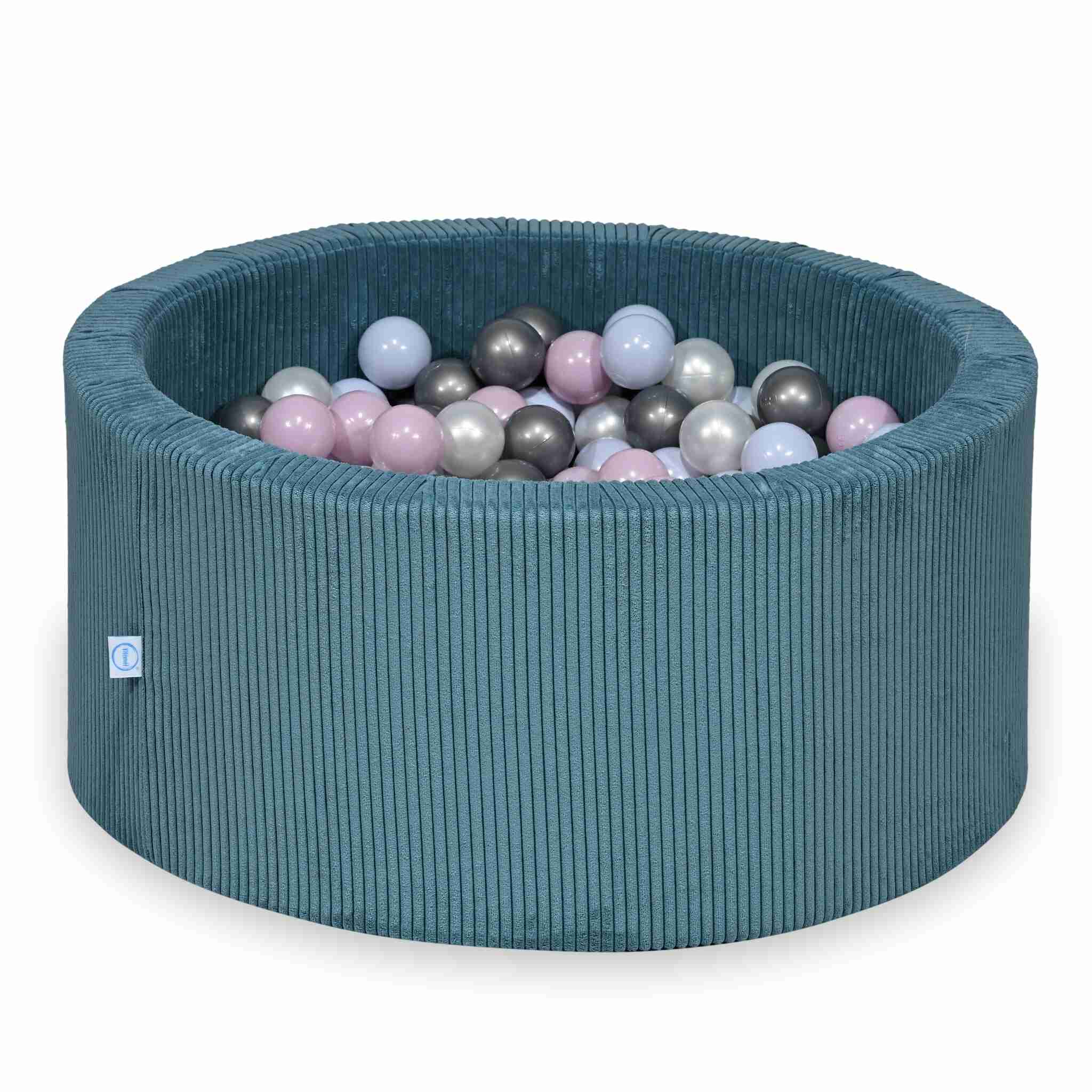 Piscine à balles en velours côtelé Bleu 90x40 cm avec 300 balles
