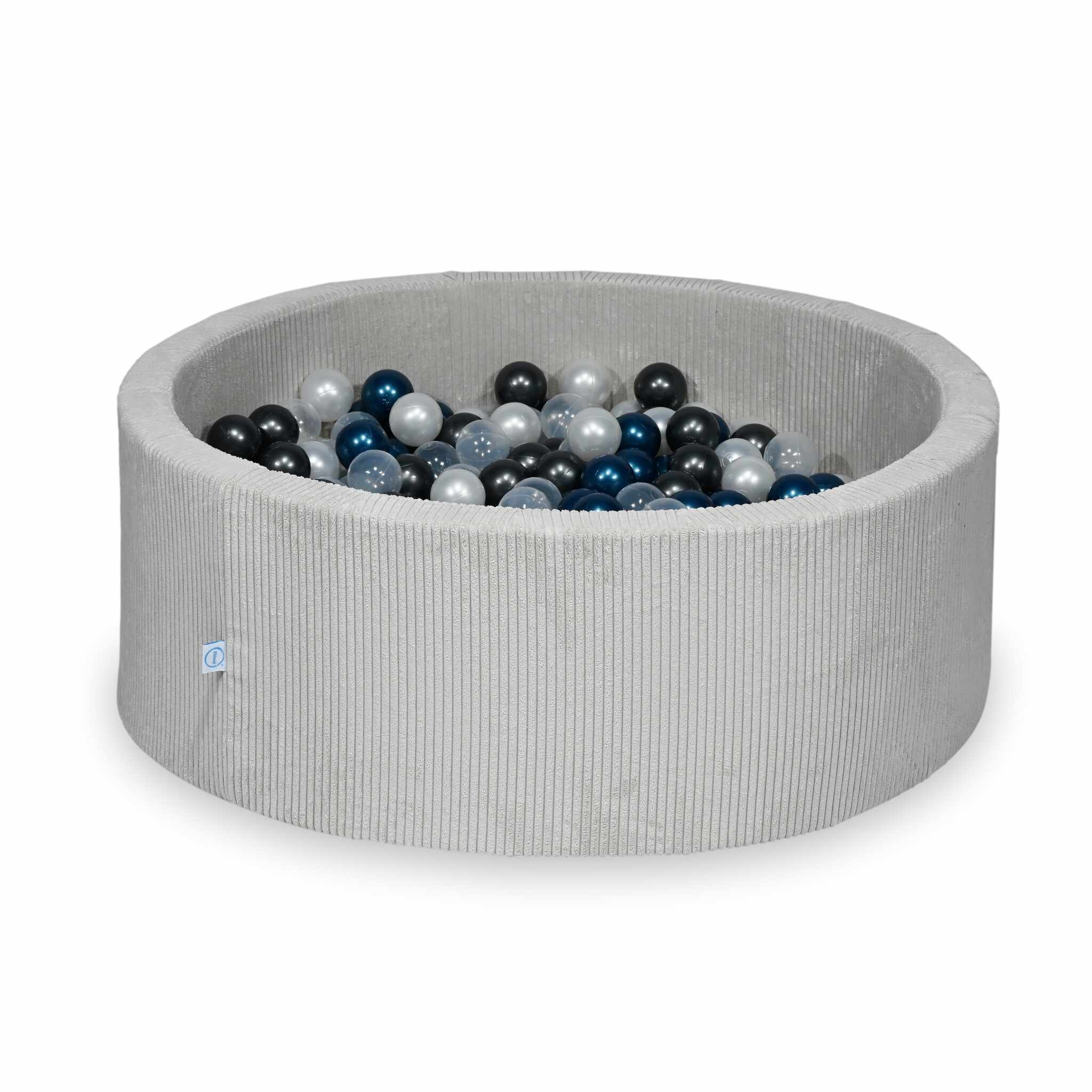 Piscine à balles en velours côtelé Gris 110x40 cm avec 500balles