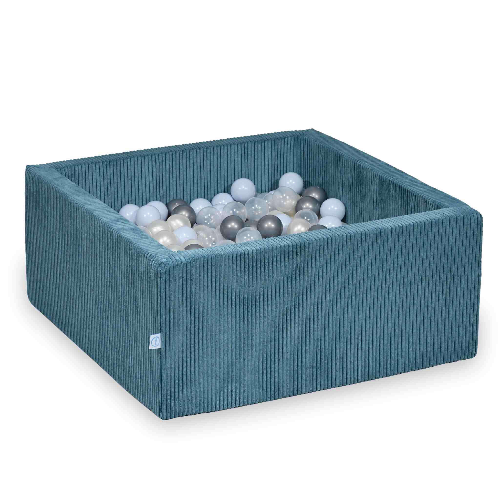 Piscine à balles carrée 90x90x40 cm en velours côtelé Bleu, 400 balles