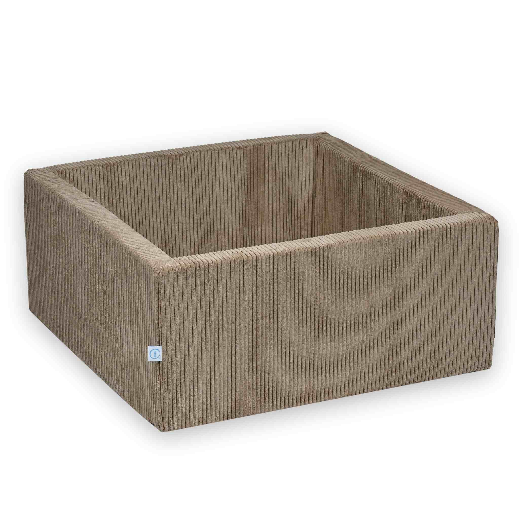 Piscine à balles carrée 90x90x40 cm velours côtelé toffee sans balles