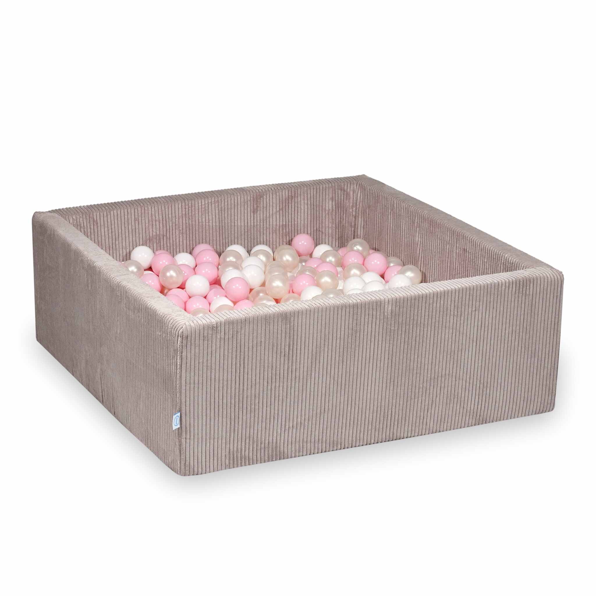Piscine à balles carrée 110x110x40 cm en velours côtelé Rose clair, 600 balles