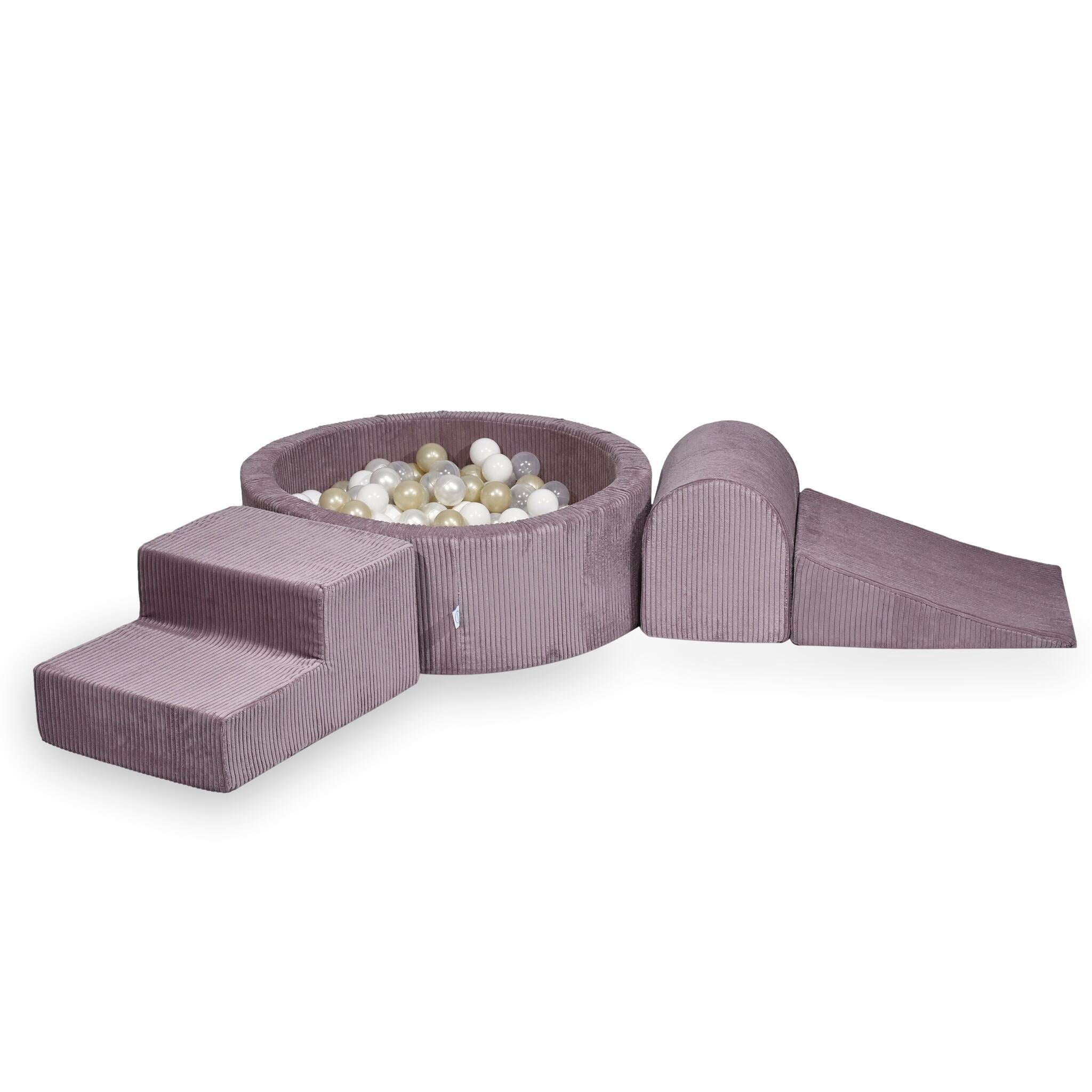 Aire de jeux en mousse avec piscine ronde 90x30 côtelé lavende +200 balles