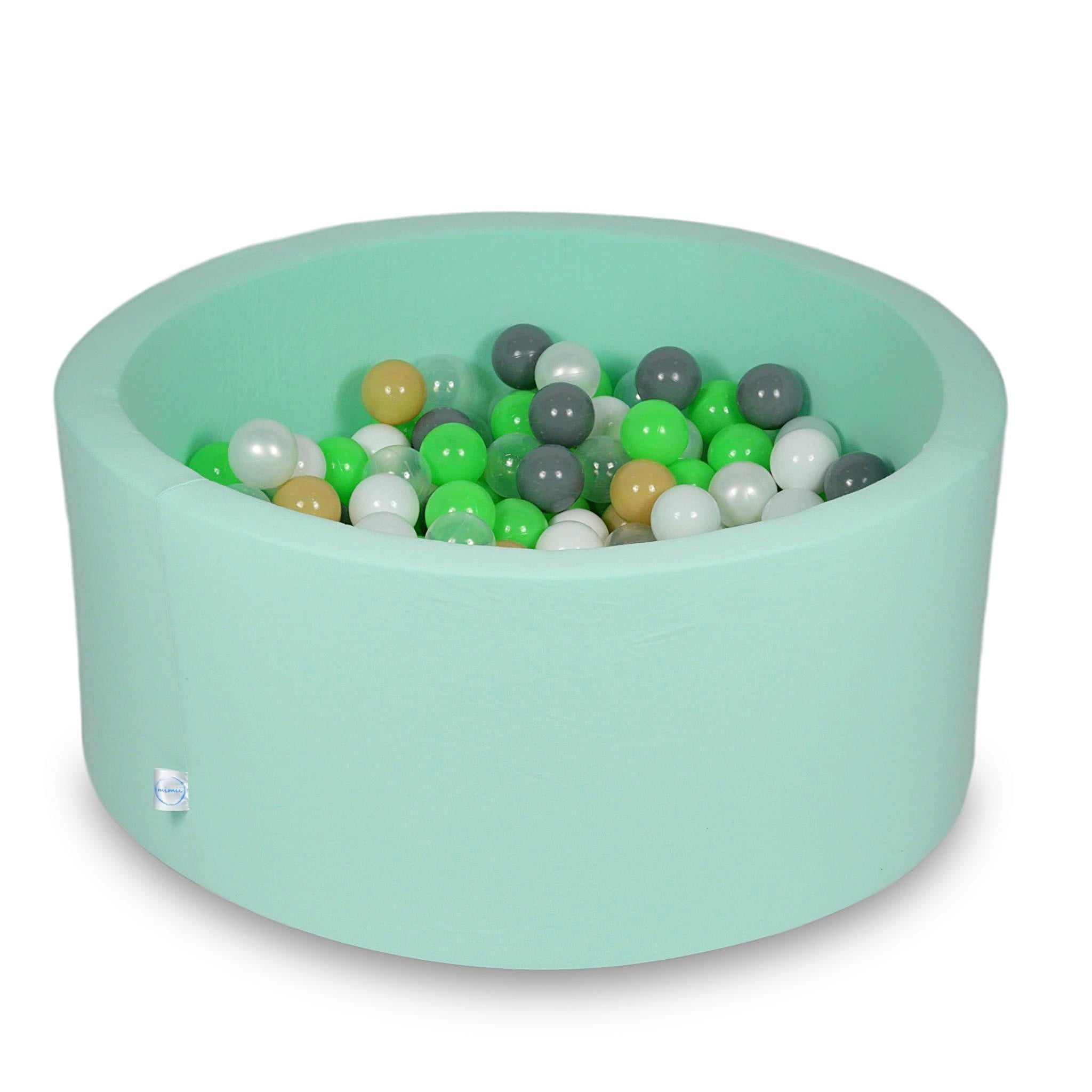 Piscine à Balles 90x40cm menthe avec balles 300pcs (bleu clair, blanc, transparent, perle, beige, gris)