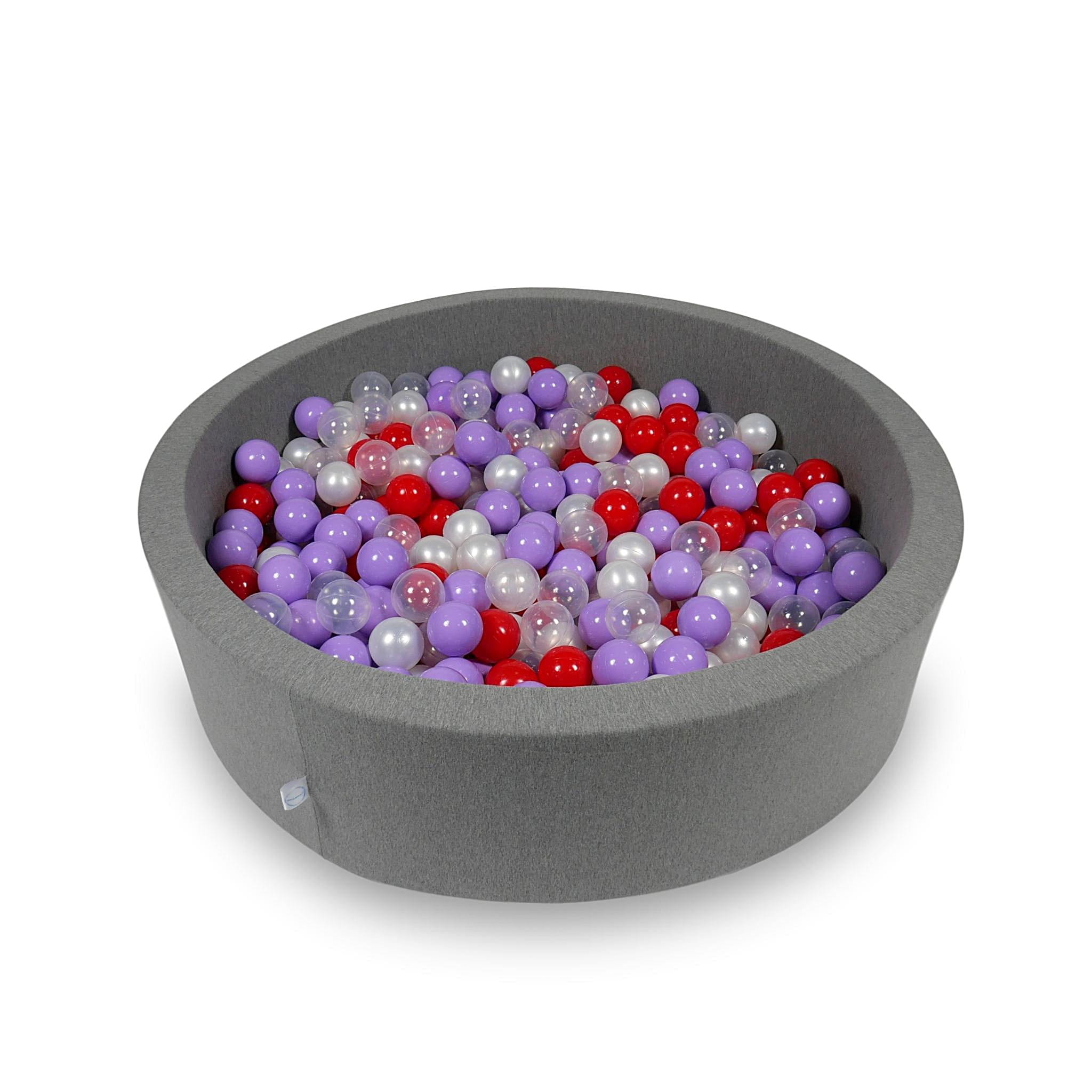 Piscine à Balles 110x30cm grise avec balles 400pcs (clair, perle, bruyère, rouge)