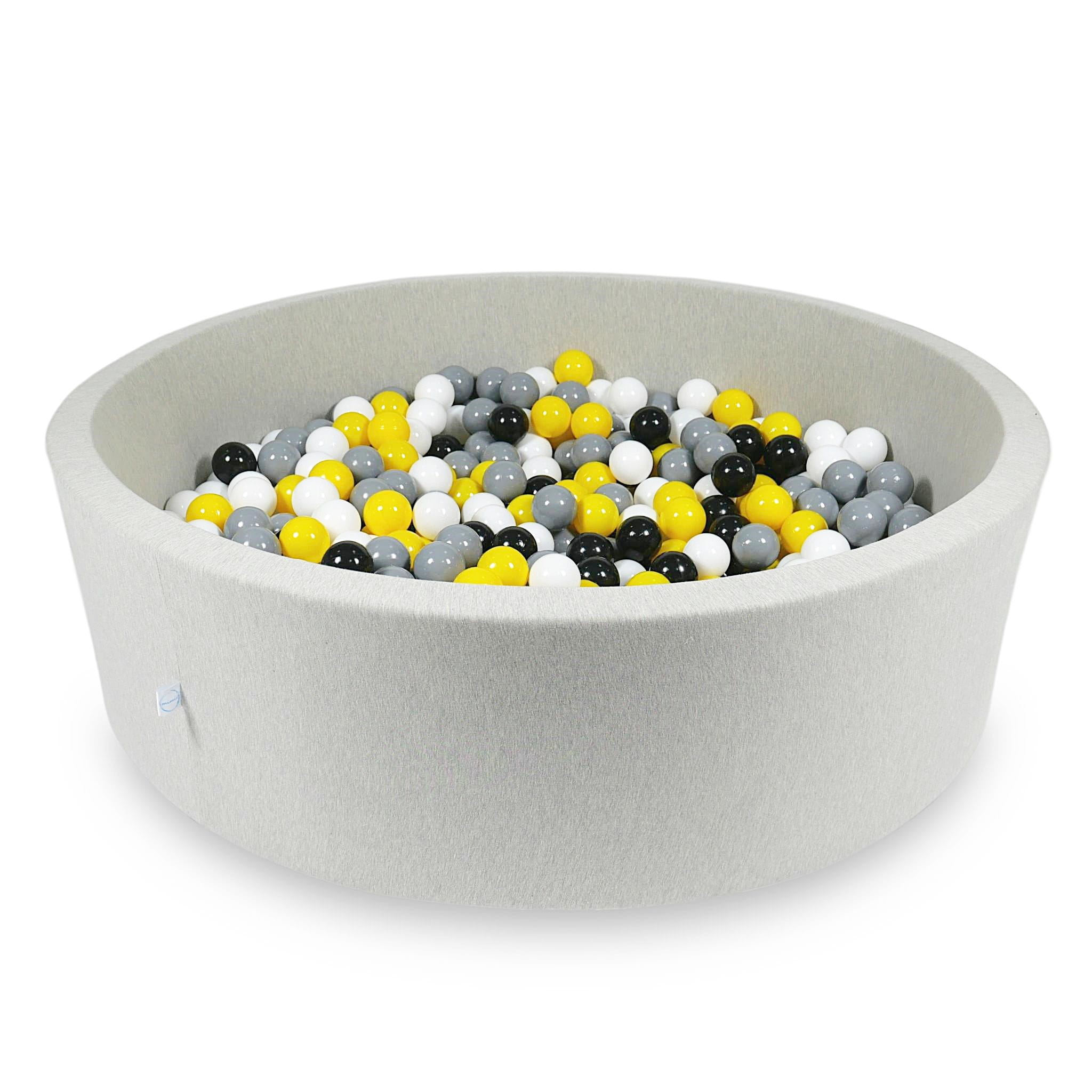 Piscine à Balles 130x40cm gris clair avec balles 700pcs (jaune, blanc, gris, noir)