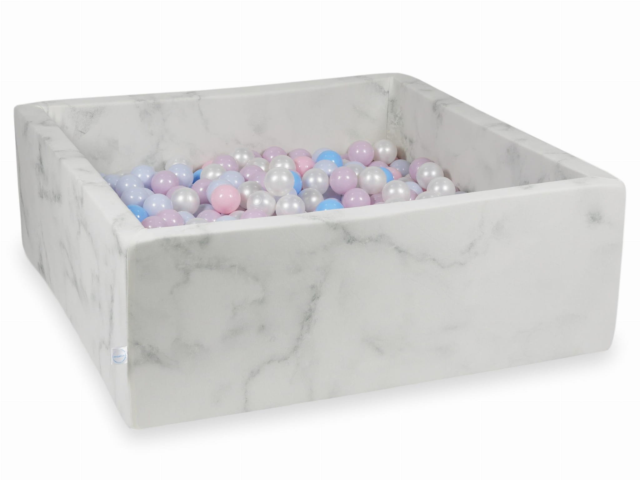Piscine à Balles 110x110x40 marbre avec balles 600 pcs (rose clair, rose clair perle, bleu clair perle, bleu clair, perle)